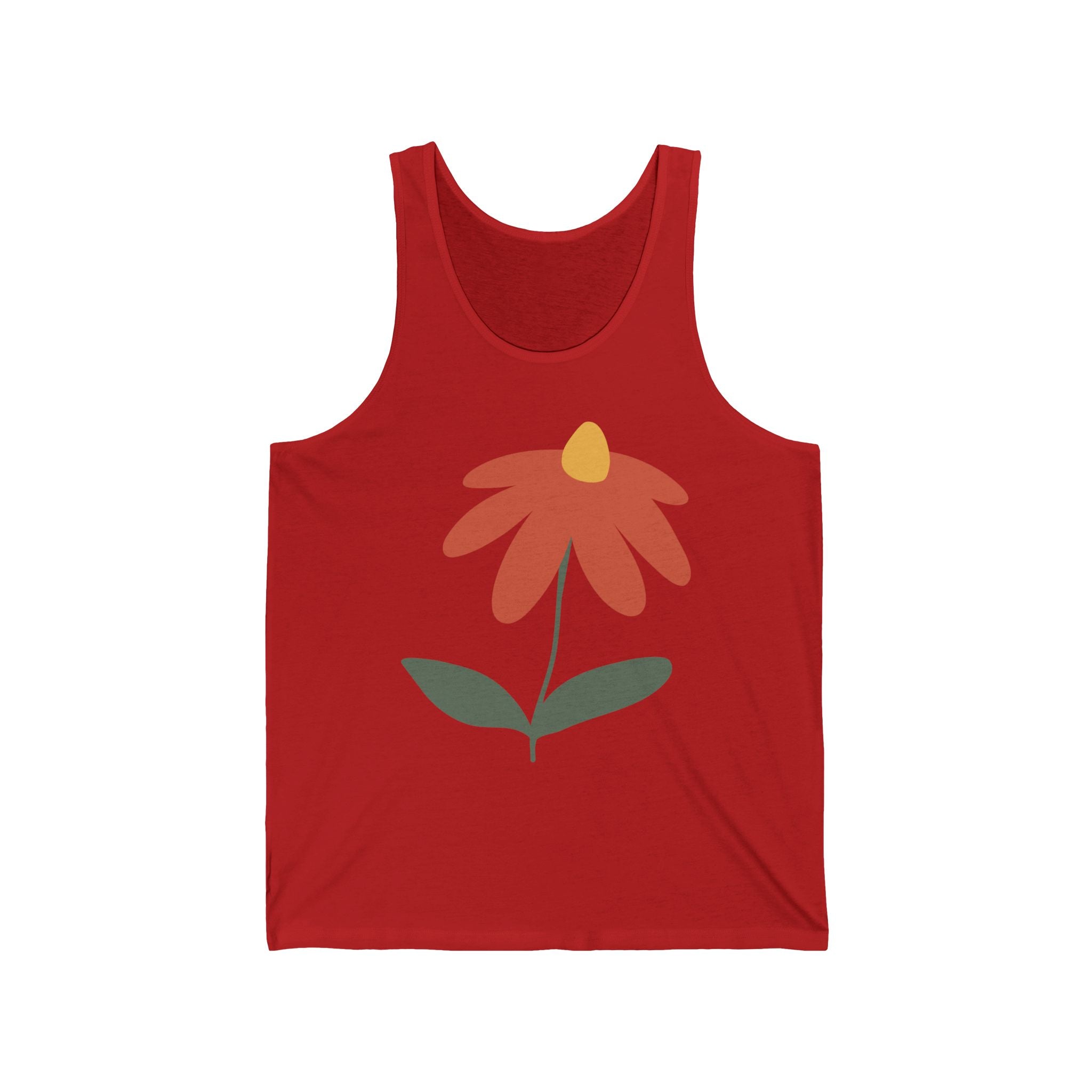 Floral & Presidential Graphic Tank Top — Minimal Flower and Bold Emblem Jersey Tank