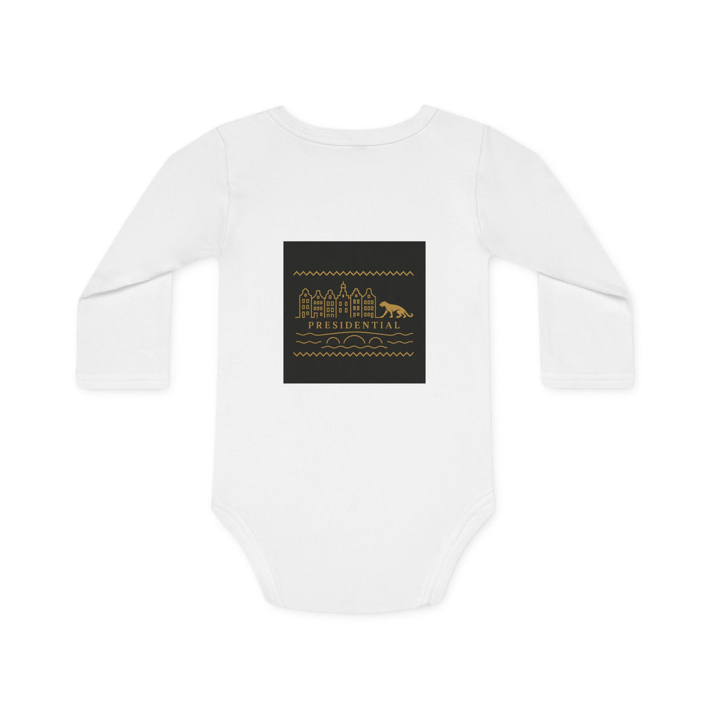 Baby Bodysuit — 'Presidential' Gold Leopard Organic Long-Sleeve Onesie
