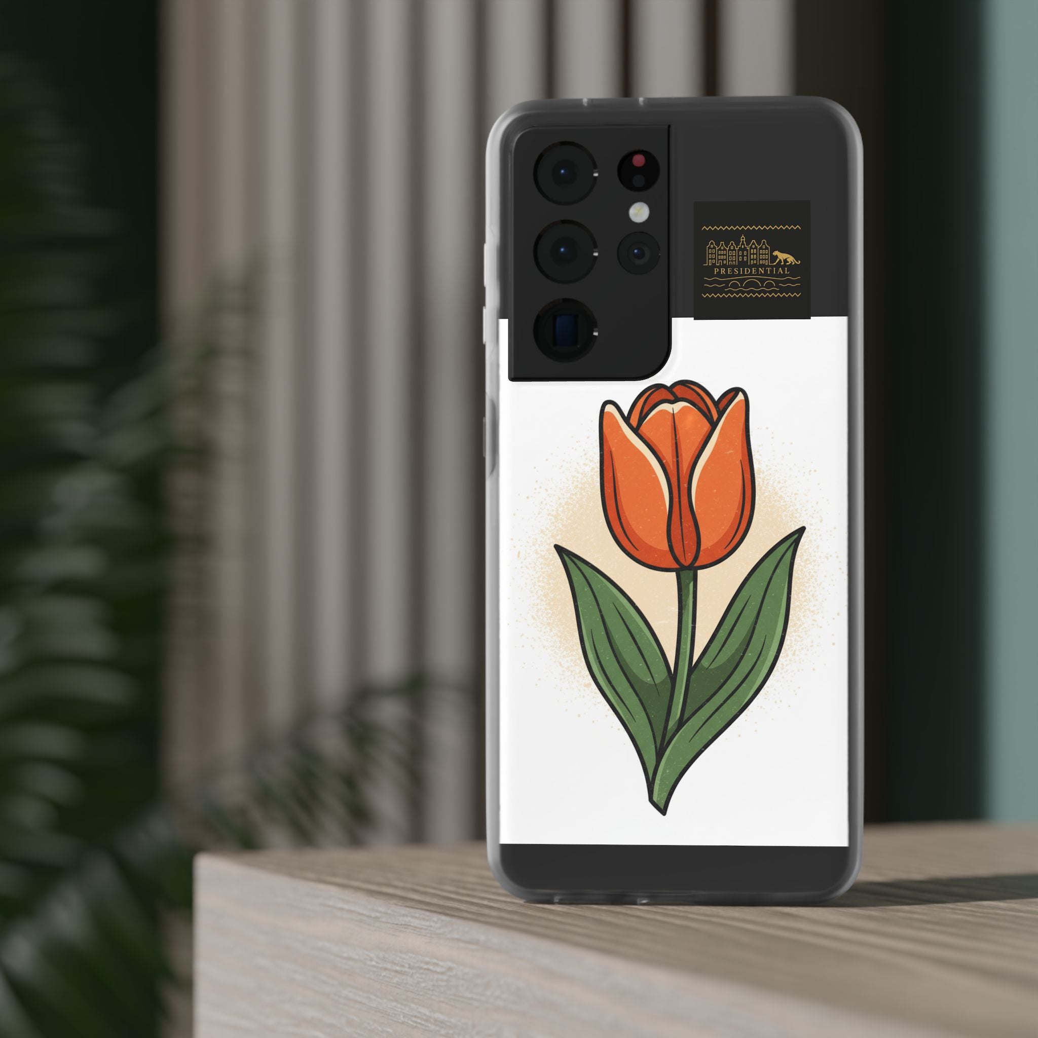 Orange Tulip Phone Case – Floral Flexi Case for Women, Spring Gift