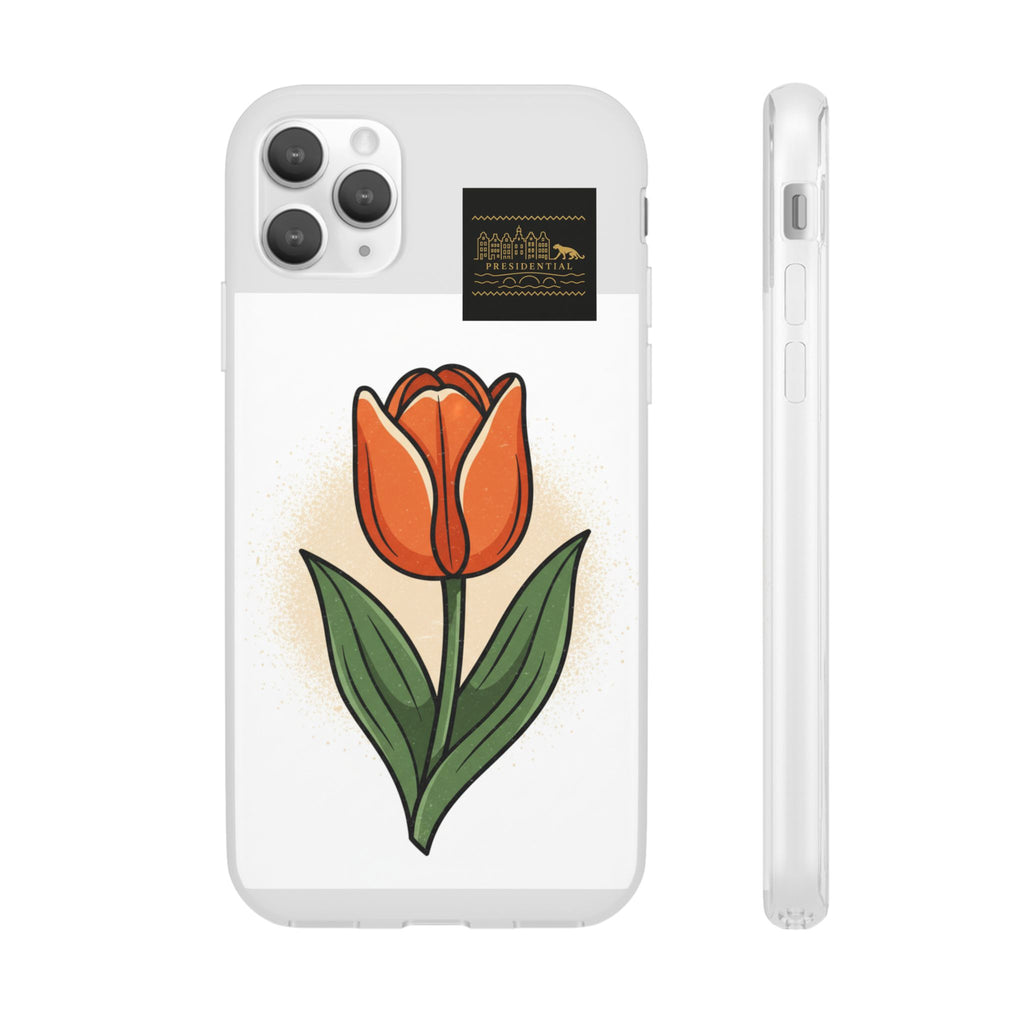 Orange Tulip Phone Case – Floral Flexi Case for Women, Spring Gift