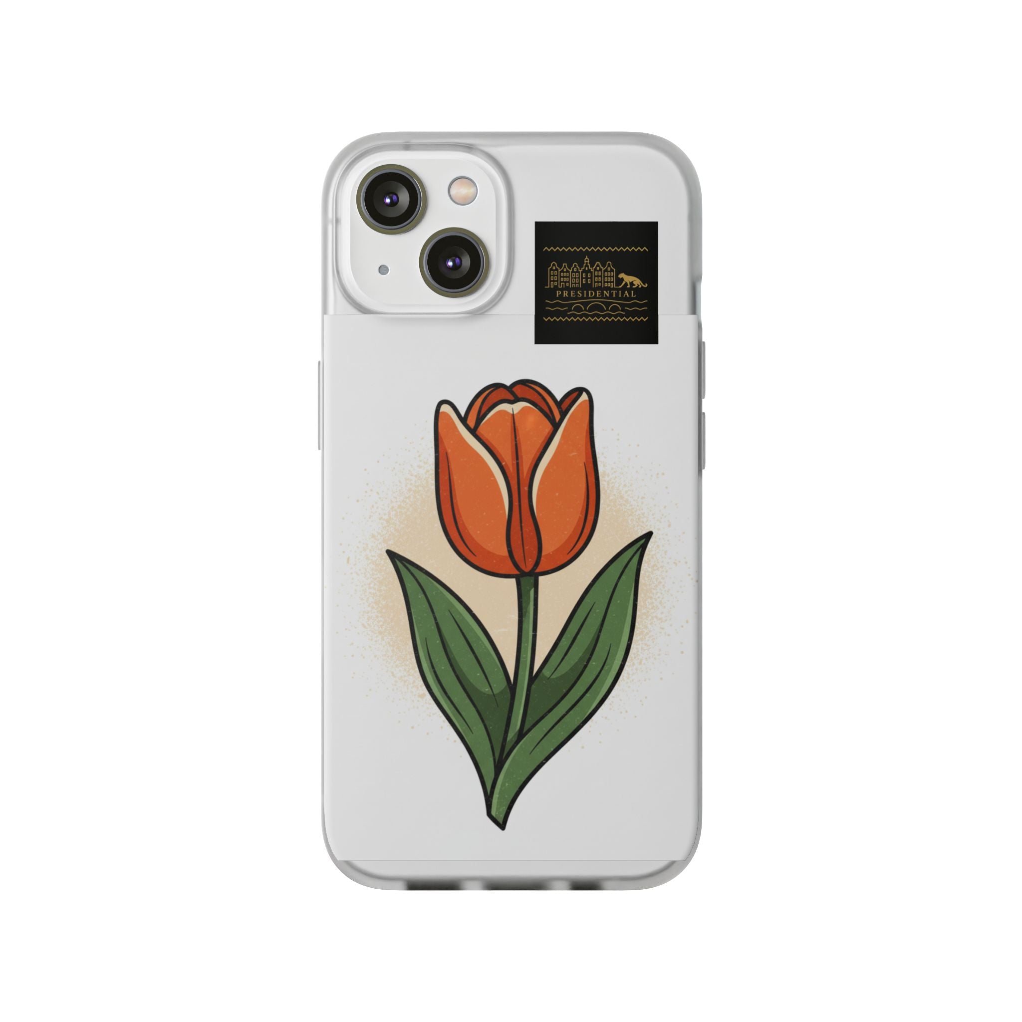 Orange Tulip Phone Case – Floral Flexi Case for Women, Spring Gift