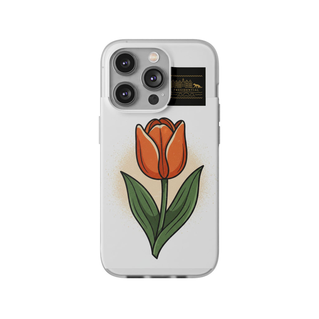 Orange Tulip Phone Case – Floral Flexi Case for Women, Spring Gift
