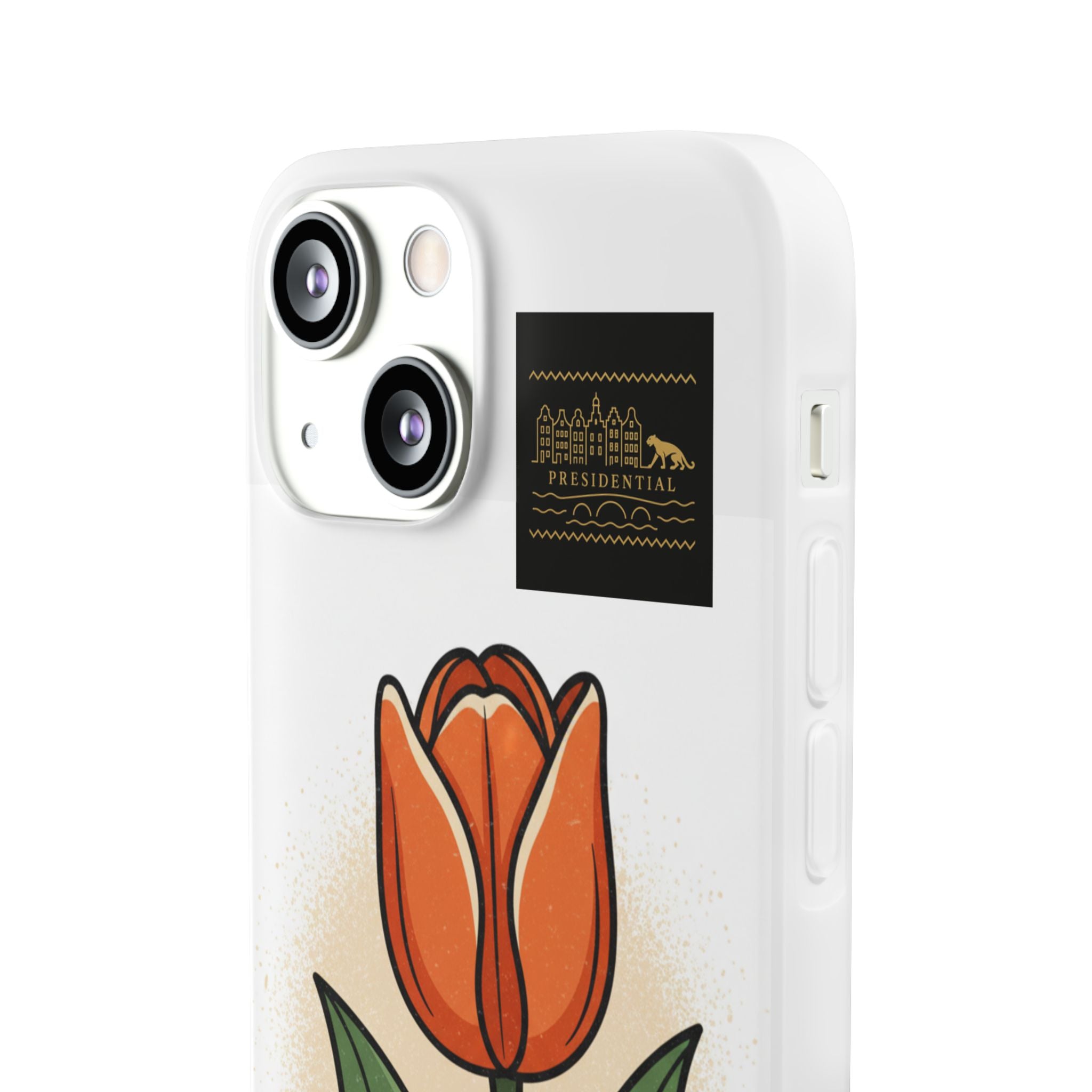 Orange Tulip Phone Case – Floral Flexi Case for Women, Spring Gift