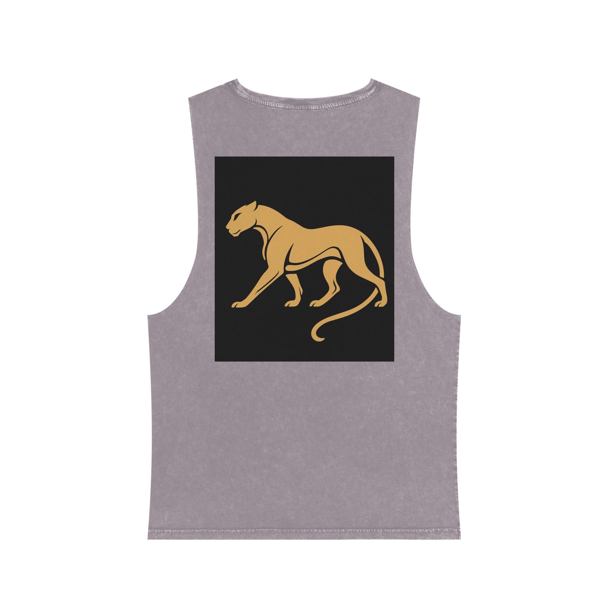 Stonewash Muscle Tank — Minimal Gold Leaf & Panther Graphic