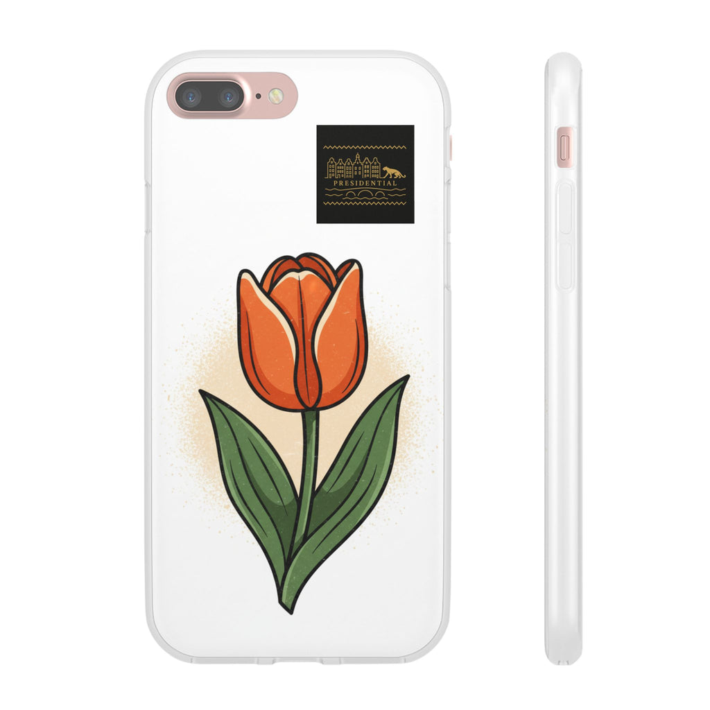 Orange Tulip Phone Case – Floral Flexi Case for Women, Spring Gift