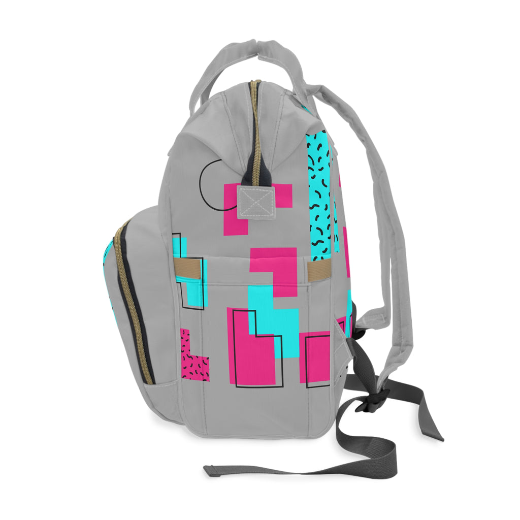 Geometric Neon Diaper Backpack — Multifunctional Baby Changing Bag