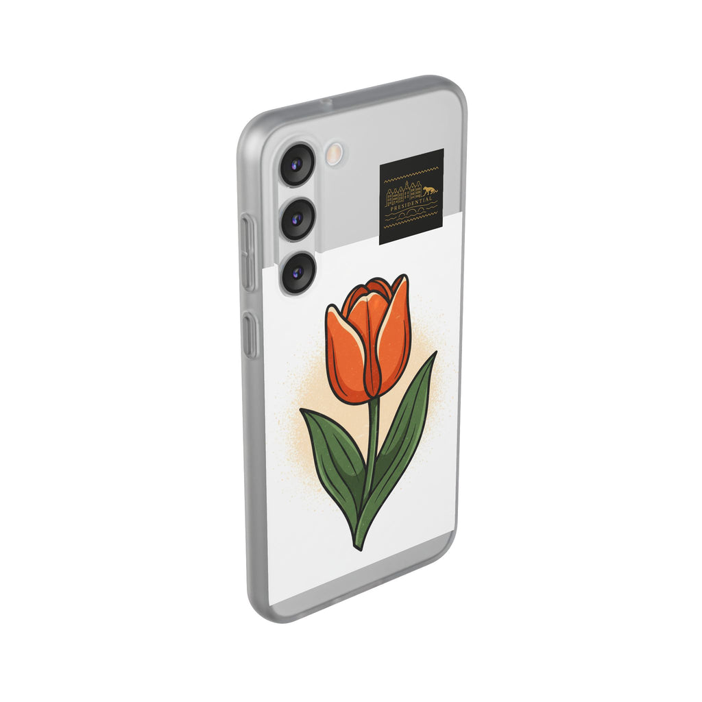 Orange Tulip Phone Case – Floral Flexi Case for Women, Spring Gift