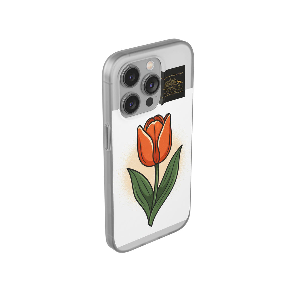 Orange Tulip Phone Case – Floral Flexi Case for Women, Spring Gift