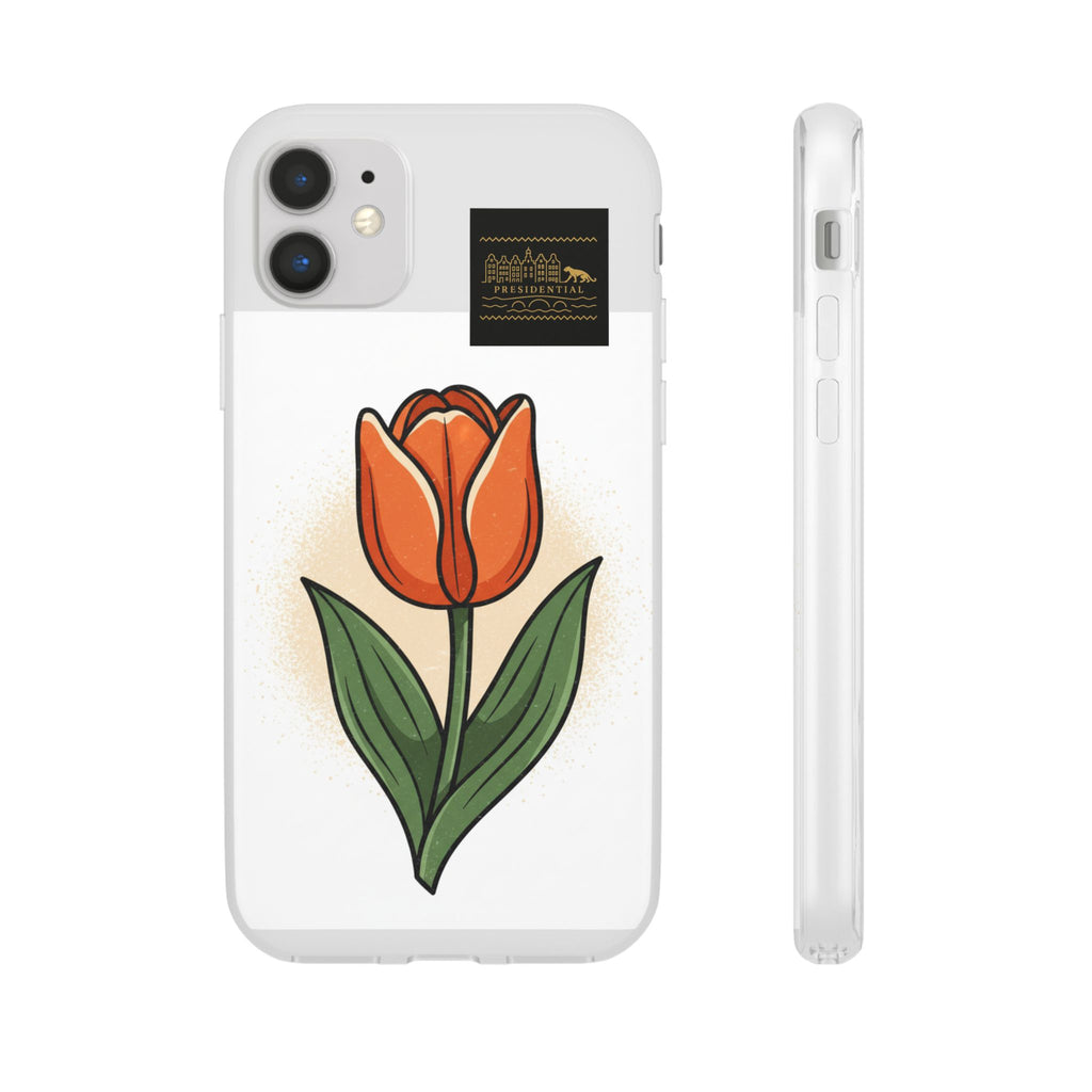 Orange Tulip Phone Case – Floral Flexi Case for Women, Spring Gift
