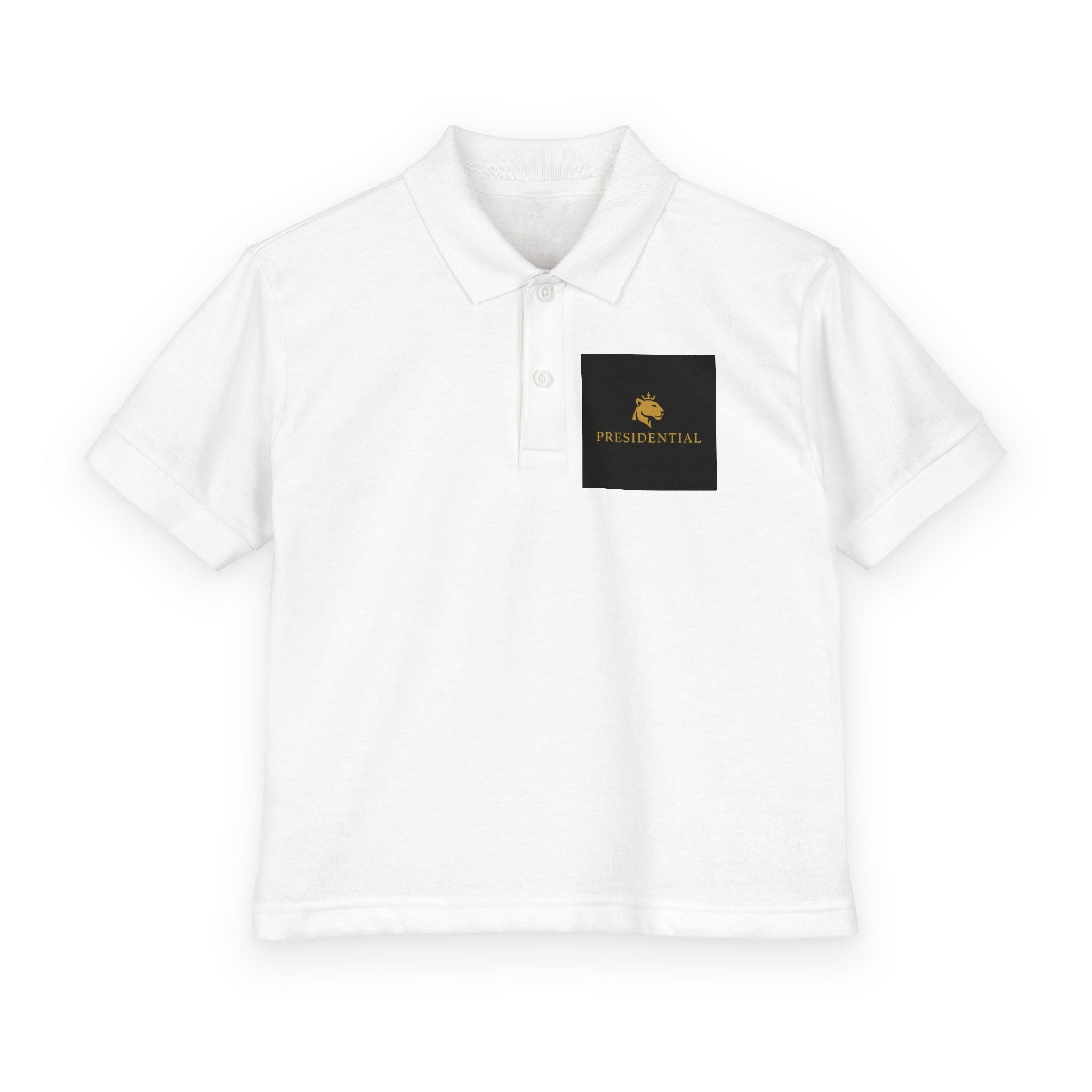 Youth Polo — Presidential Clothing Brand Logo (Gold Leopard)