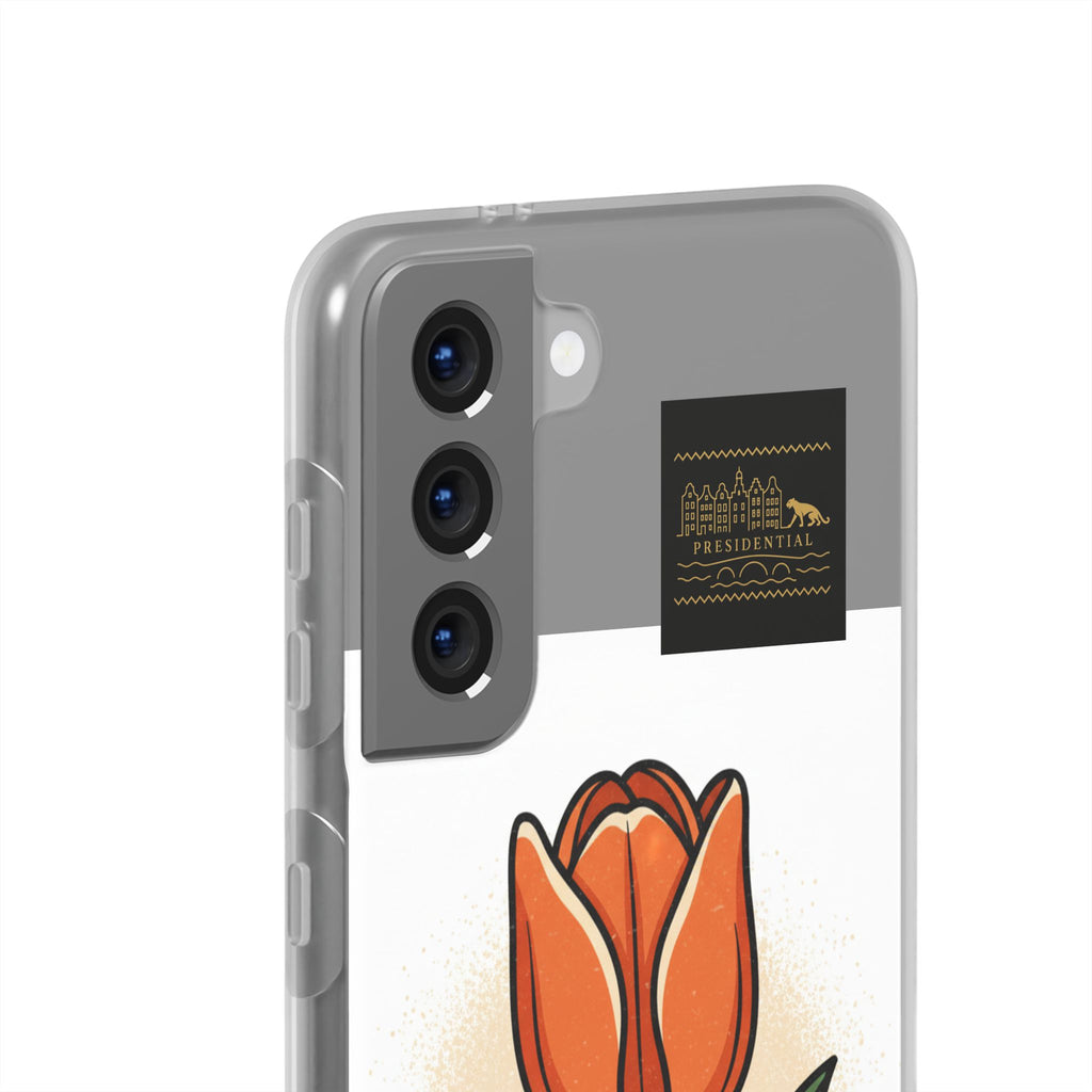 Orange Tulip Phone Case – Floral Flexi Case for Women, Spring Gift