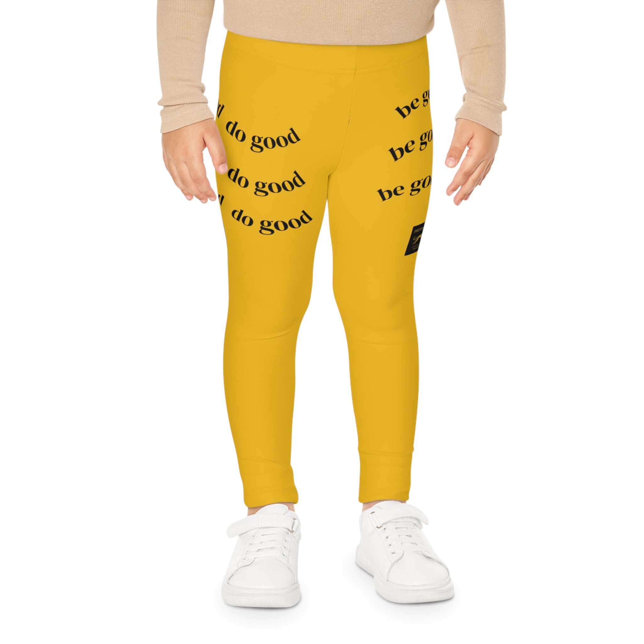 Kids Leggings — Yellow "Be Good / Do Good" Graphic Leggings for Girls & Boys
