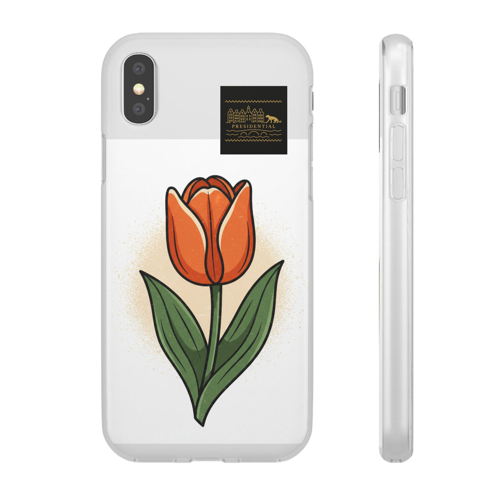 Orange Tulip Phone Case – Floral Flexi Case for Women, Spring Gift