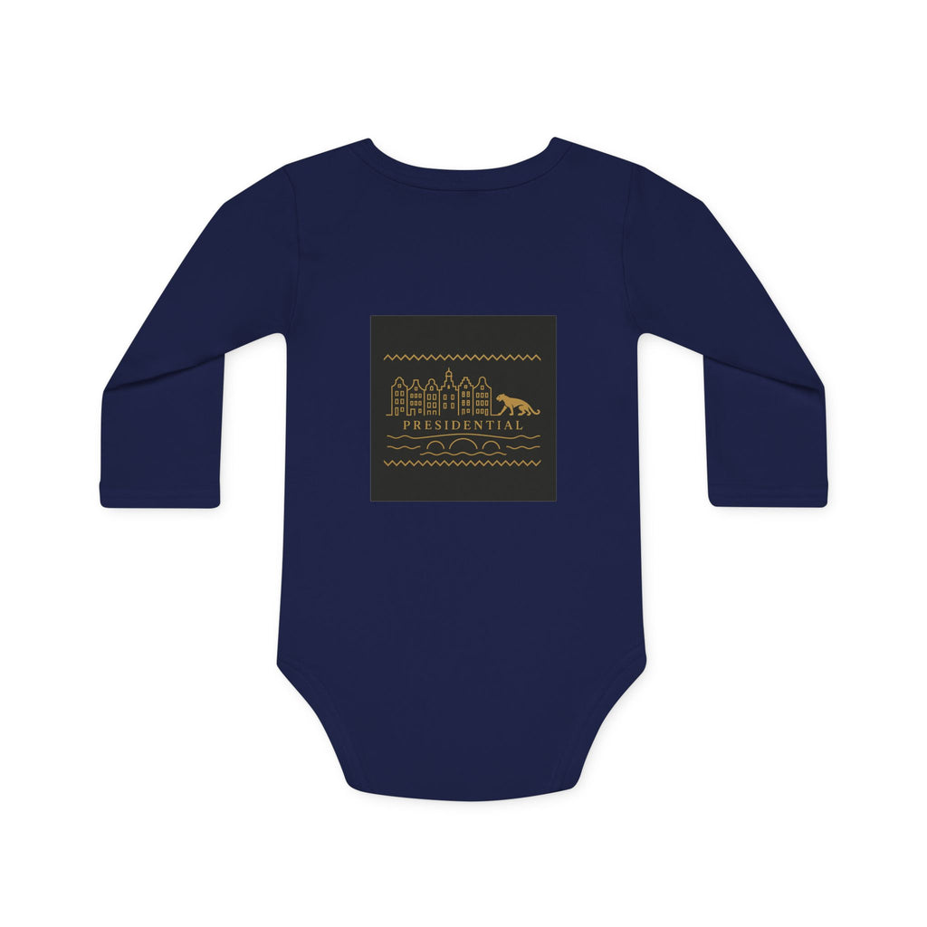 Baby Bodysuit — 'Presidential' Gold Leopard Organic Long-Sleeve Onesie