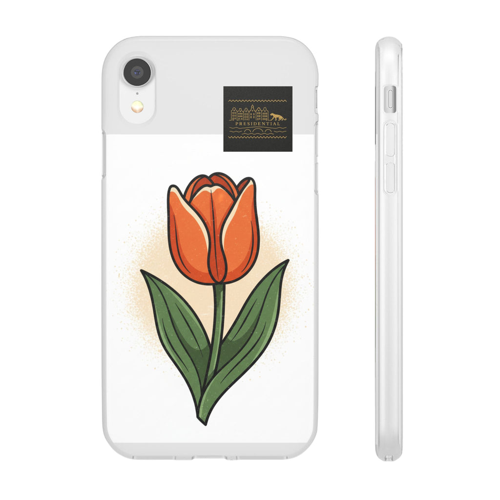 Orange Tulip Phone Case – Floral Flexi Case for Women, Spring Gift