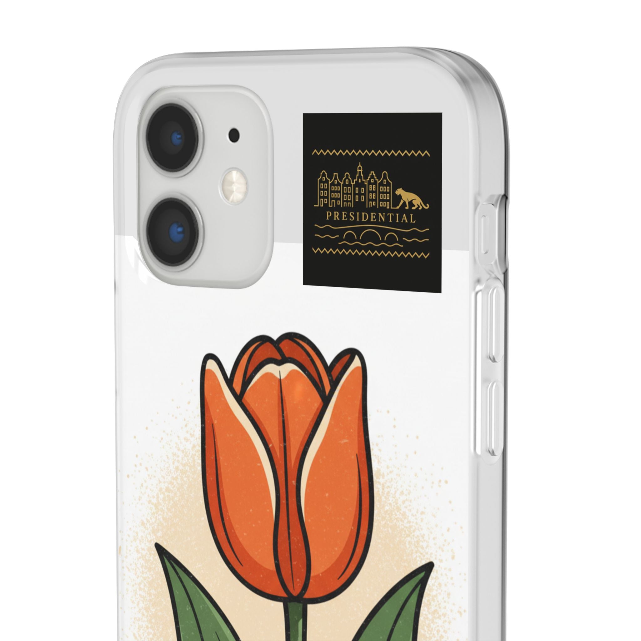 Orange Tulip Phone Case – Floral Flexi Case for Women, Spring Gift