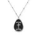No Fear Cross Oval Necklace — Inspirational Christian Pendant