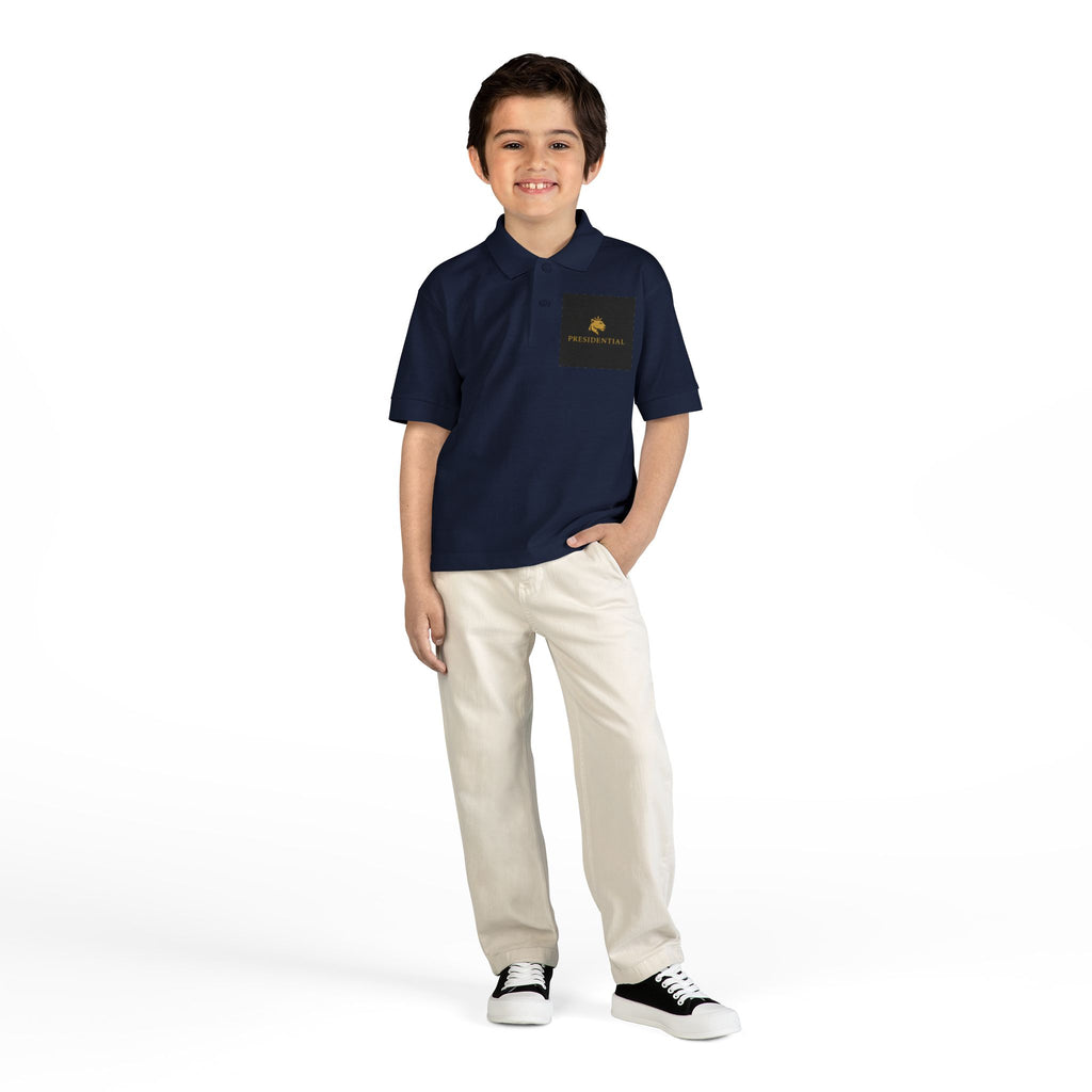 Youth Polo — Presidential Clothing Brand Logo (Gold Leopard)