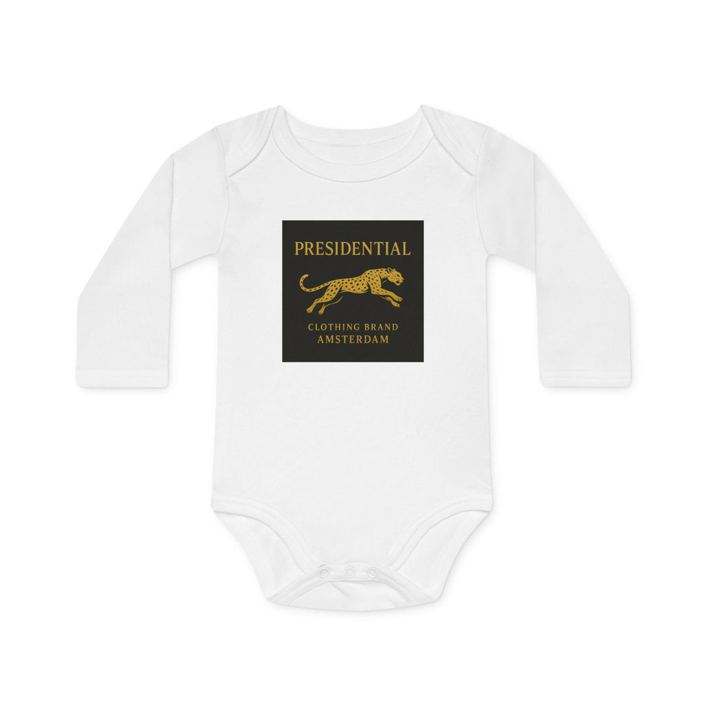 Baby Bodysuit — 'Presidential' Gold Leopard Organic Long-Sleeve Onesie