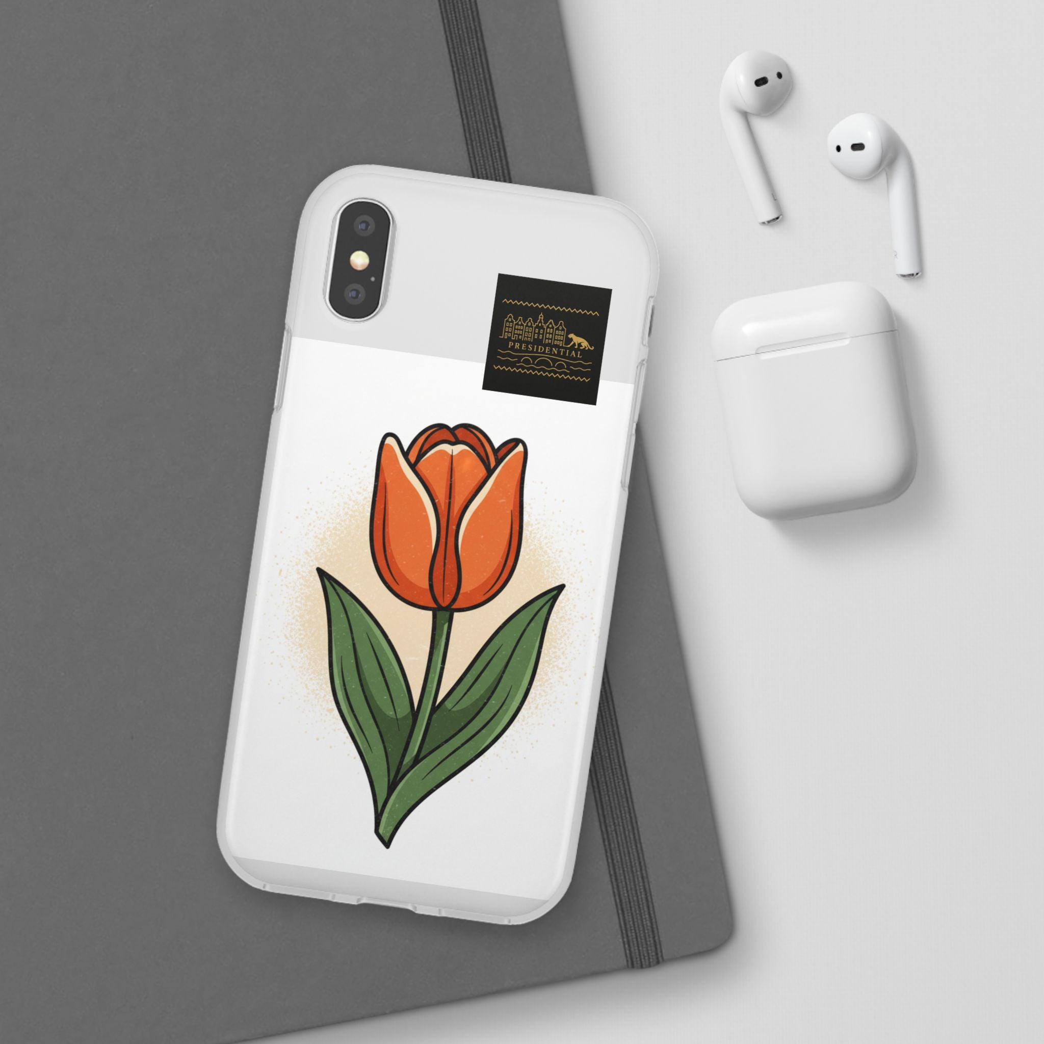 Orange Tulip Phone Case – Floral Flexi Case for Women, Spring Gift