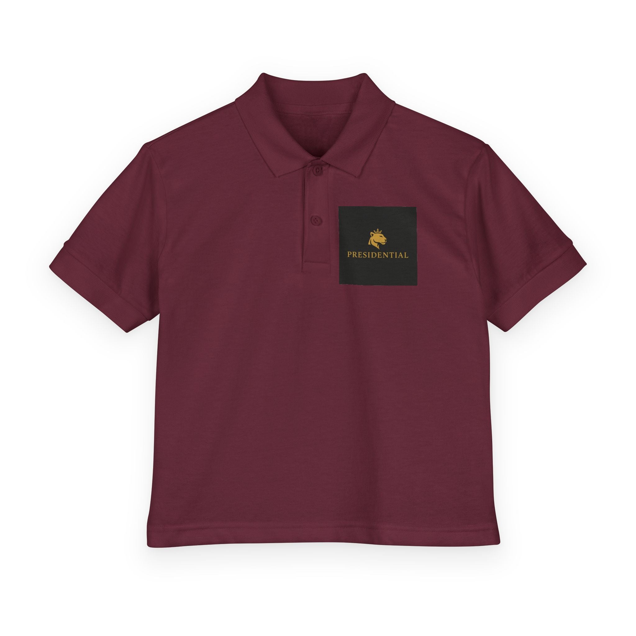 Youth Polo — Presidential Clothing Brand Logo (Gold Leopard)