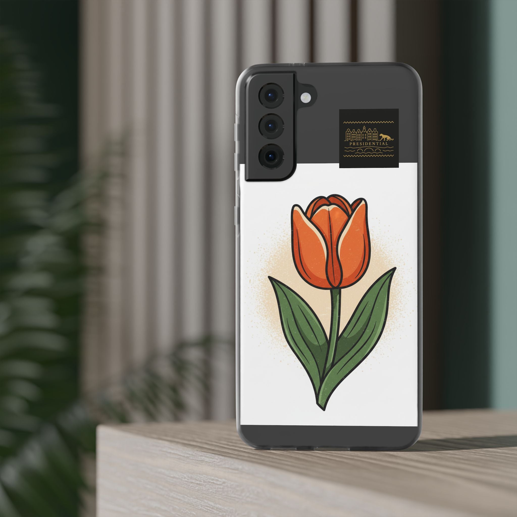 Orange Tulip Phone Case – Floral Flexi Case for Women, Spring Gift