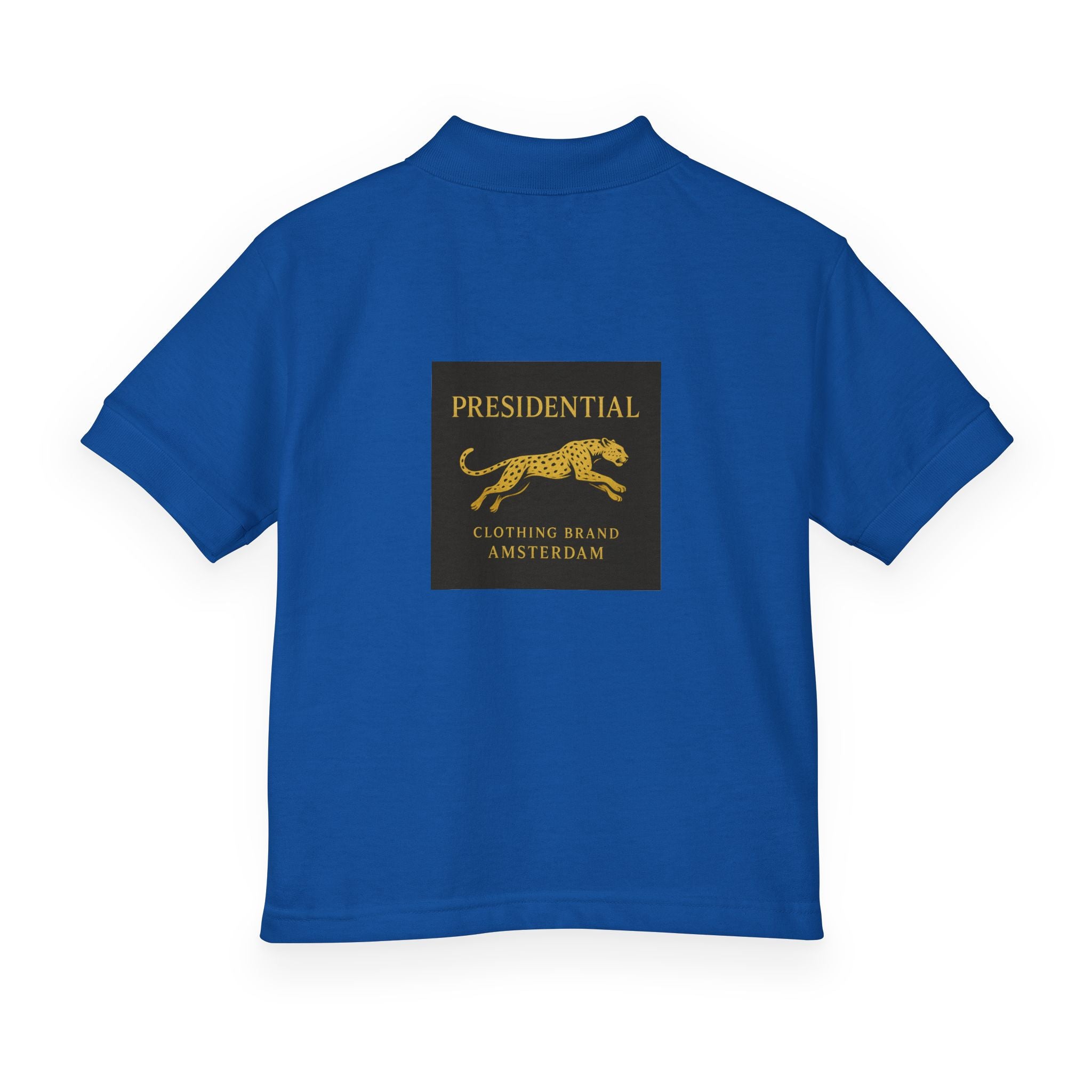 Youth Polo — Presidential Clothing Brand Logo (Gold Leopard)