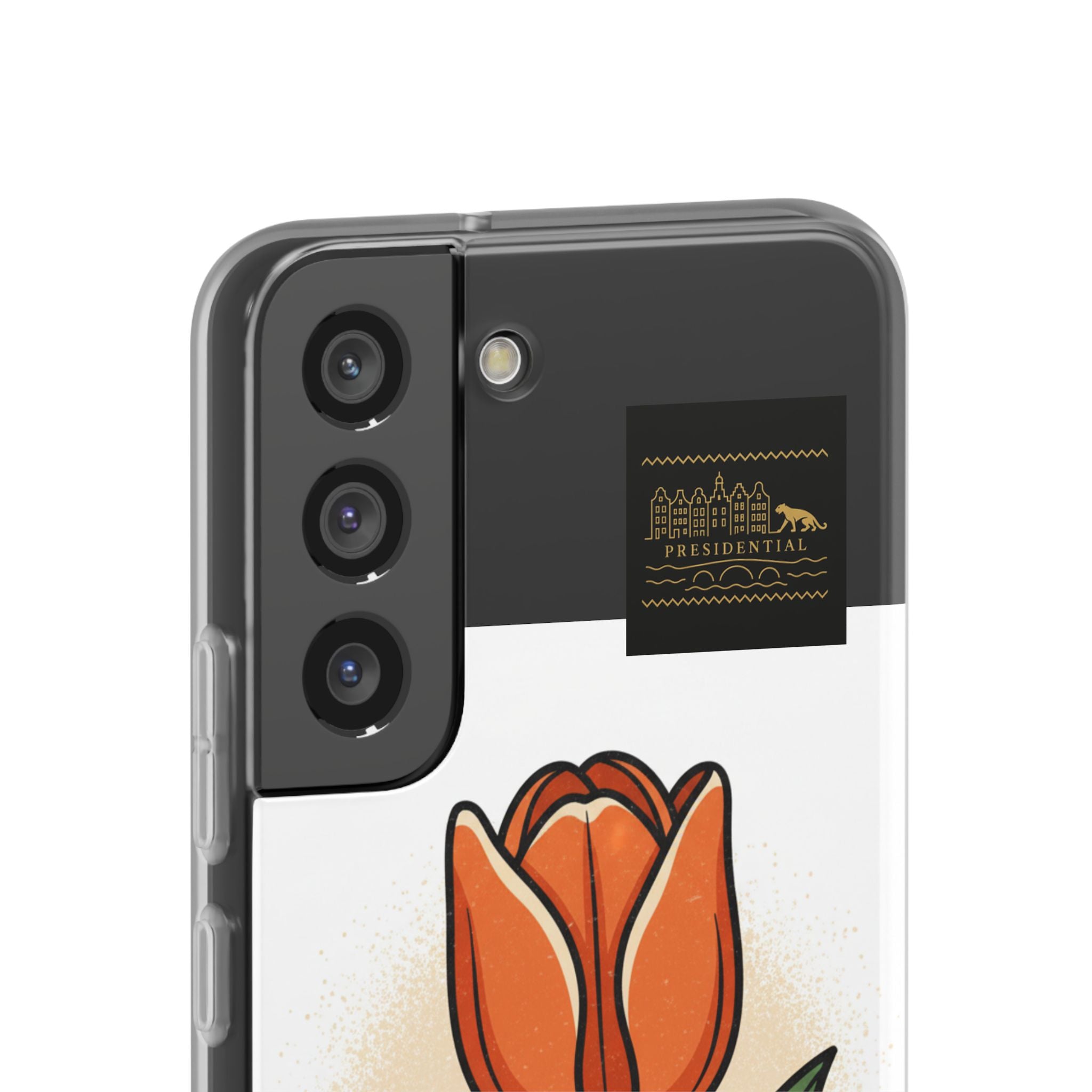 Orange Tulip Phone Case – Floral Flexi Case for Women, Spring Gift