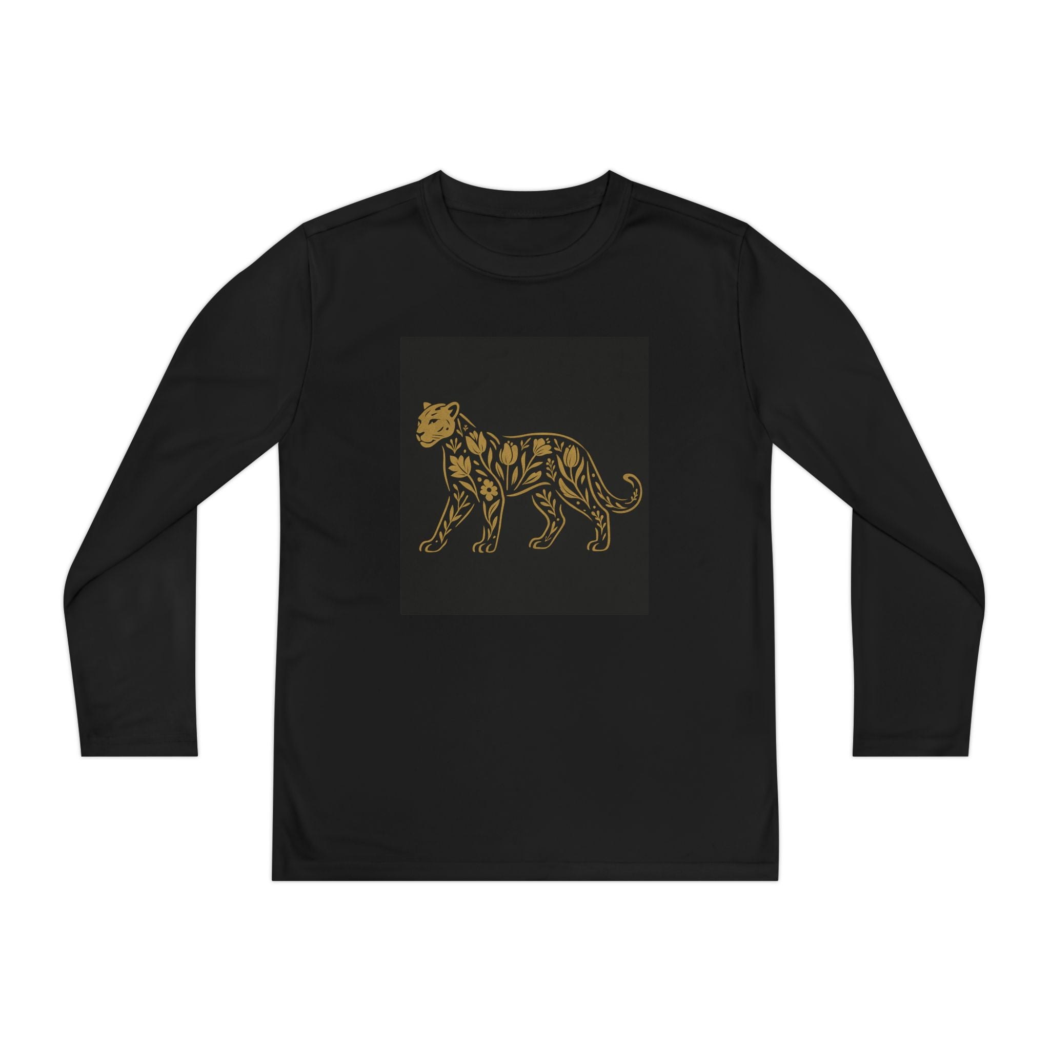Youth Long Sleeve Tee — Gold Floral Tiger & "Presidential" Logo