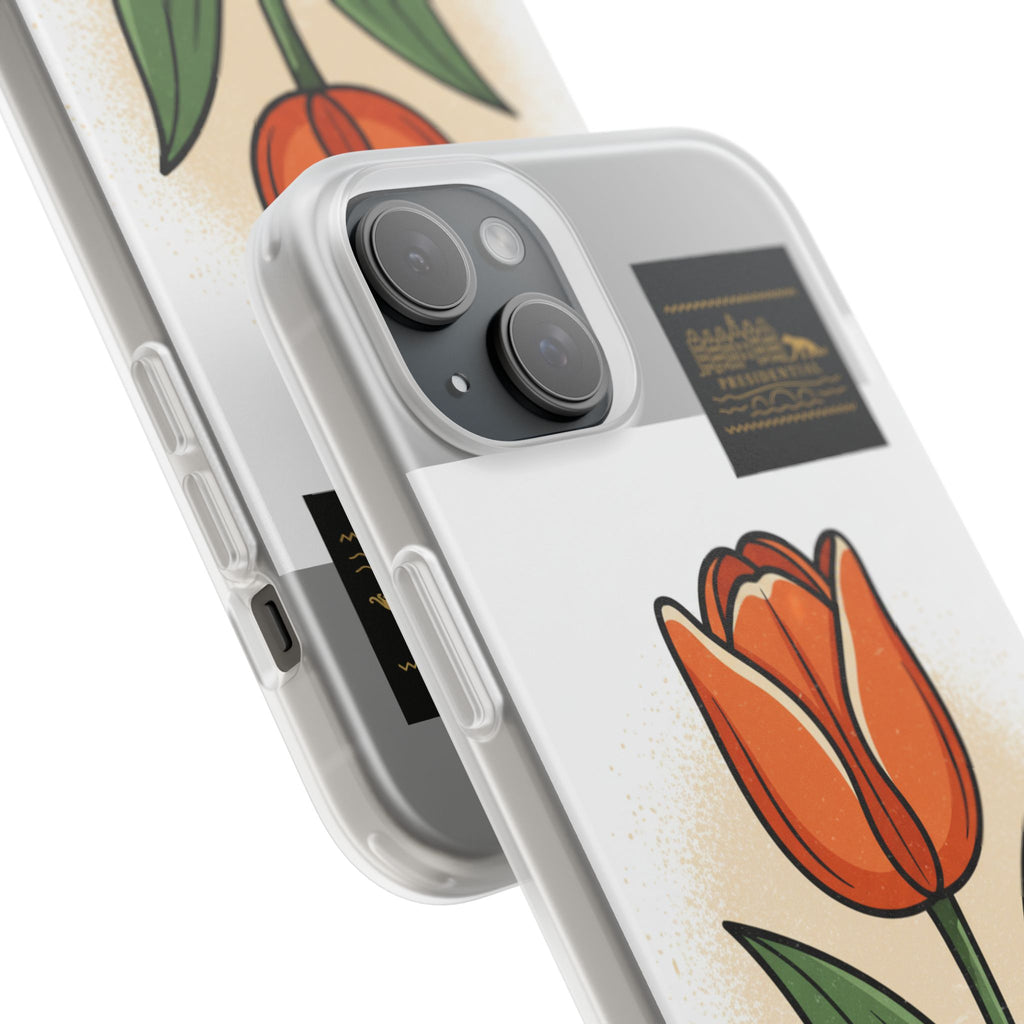 Orange Tulip Phone Case – Floral Flexi Case for Women, Spring Gift