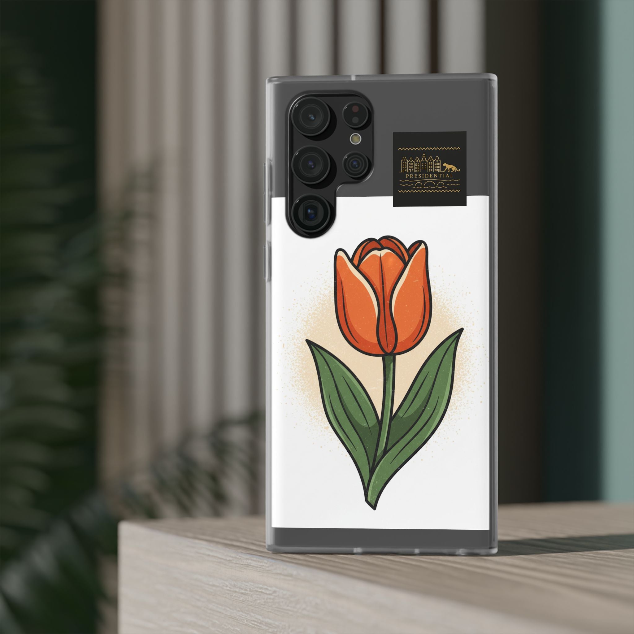 Orange Tulip Phone Case – Floral Flexi Case for Women, Spring Gift