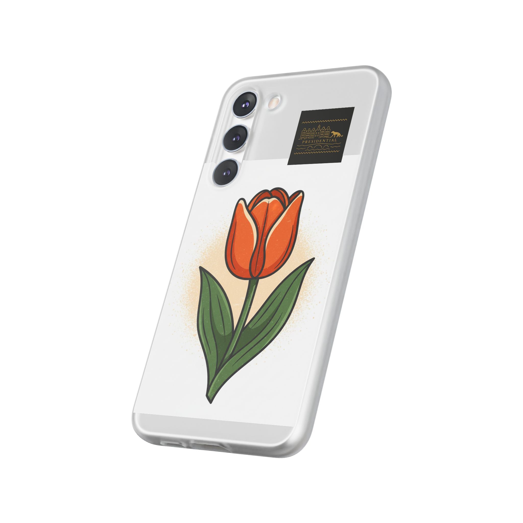 Orange Tulip Phone Case – Floral Flexi Case for Women, Spring Gift