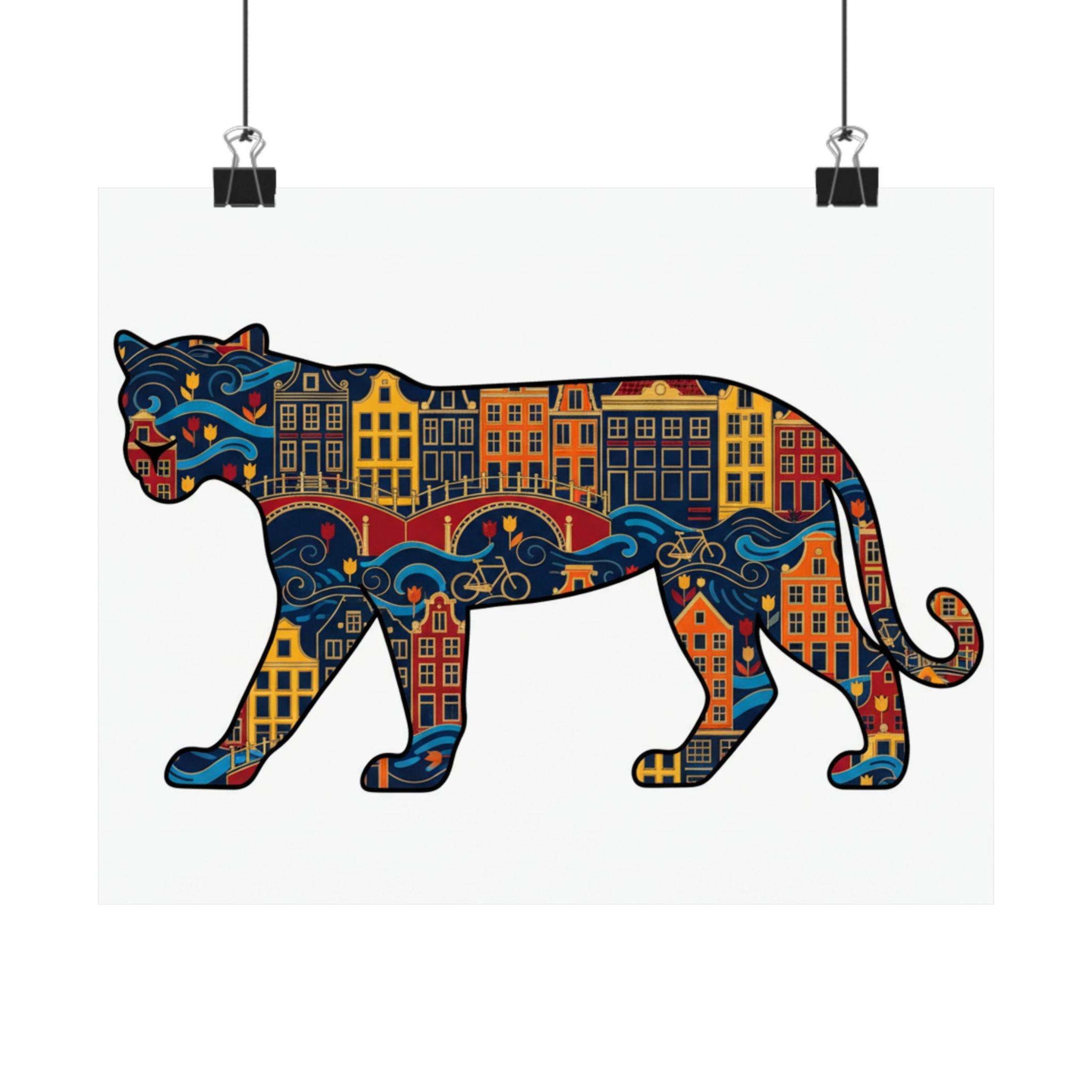 Presidential Cityscape Poster — Vibrant Animal Silhouette Wall Art