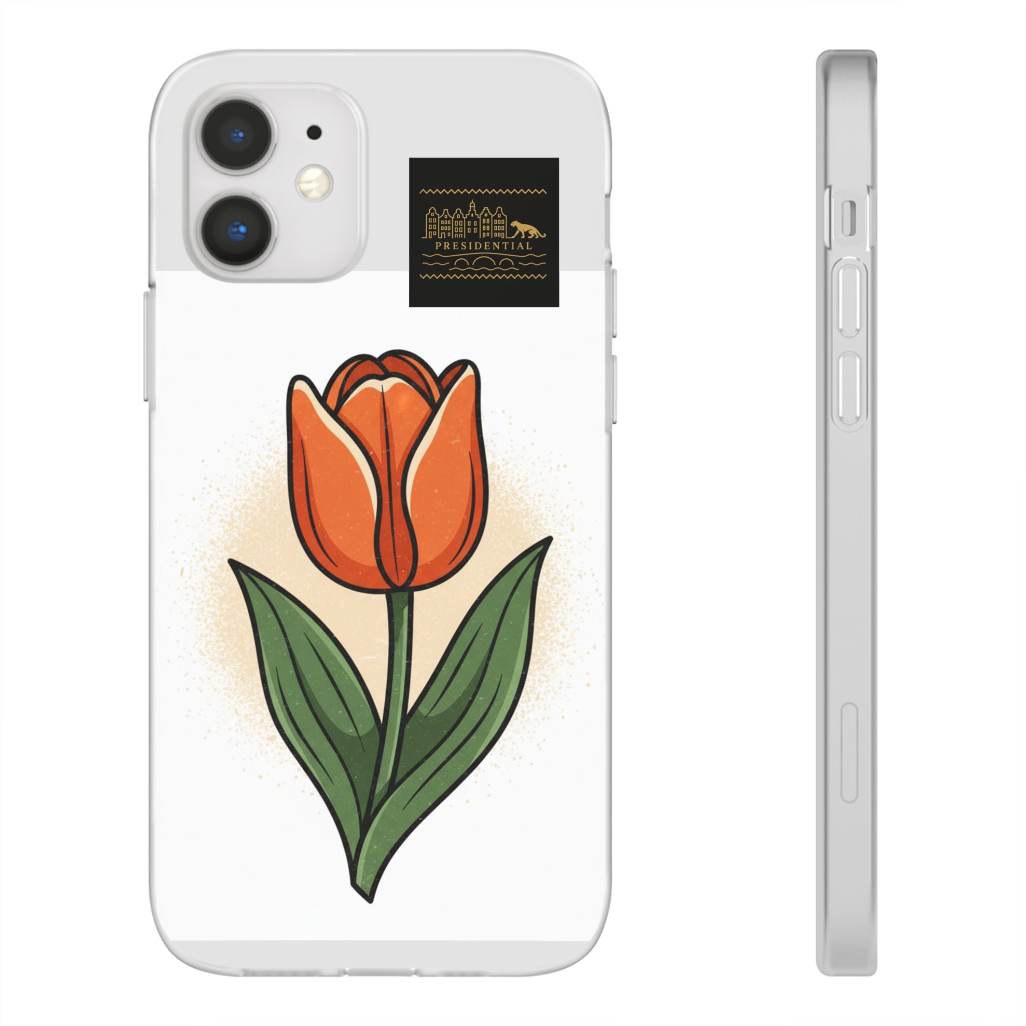Orange Tulip Phone Case – Floral Flexi Case for Women, Spring Gift