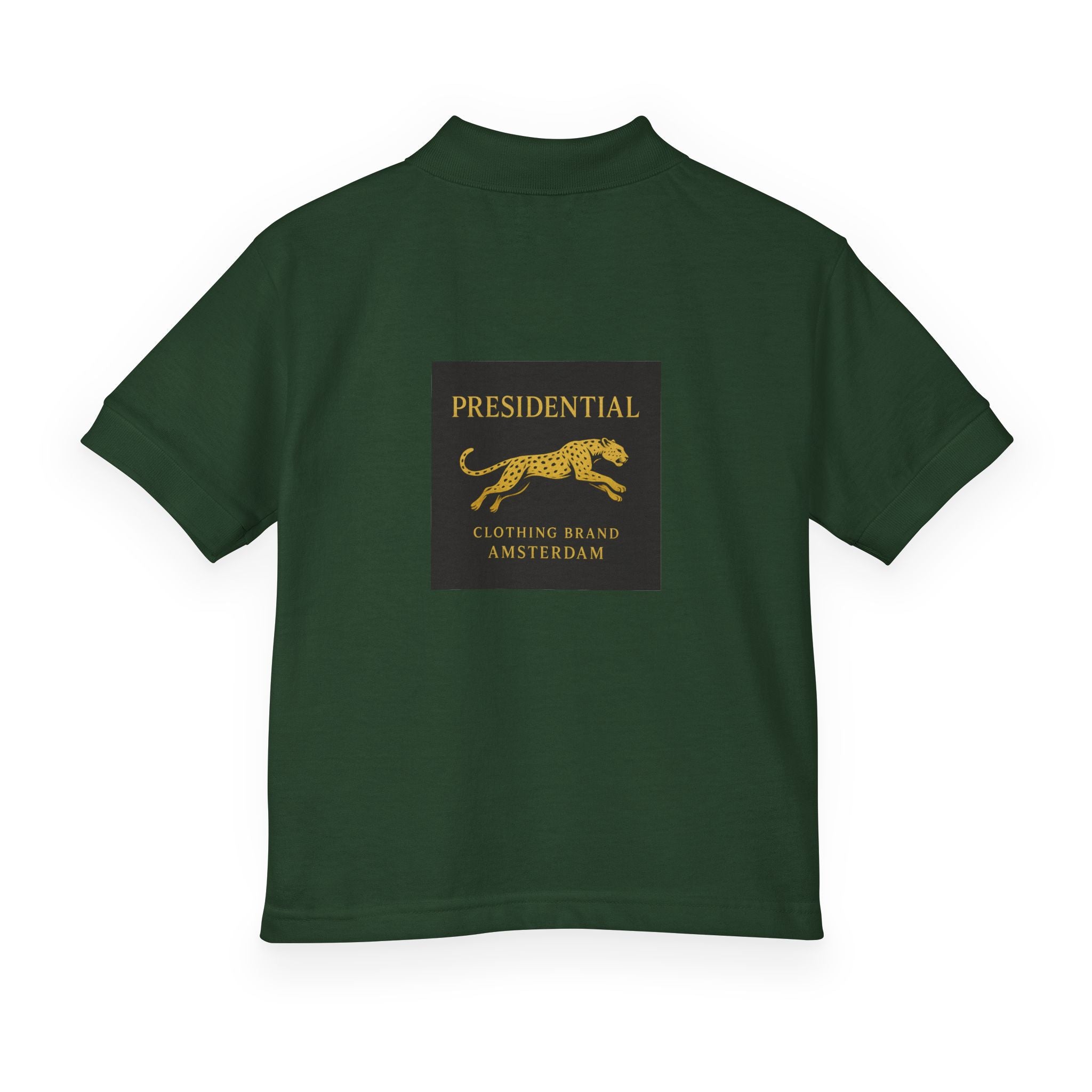 Youth Polo — Presidential Clothing Brand Logo (Gold Leopard)