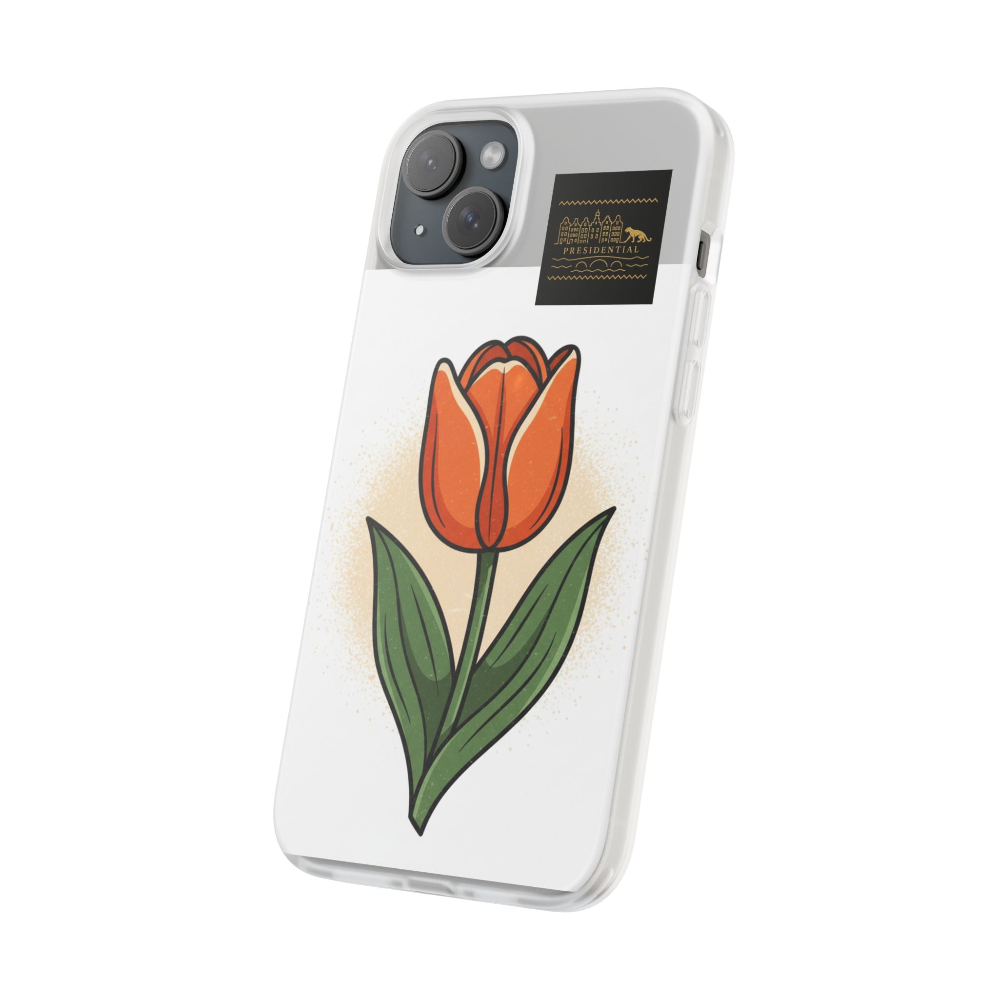 Orange Tulip Phone Case – Floral Flexi Case for Women, Spring Gift
