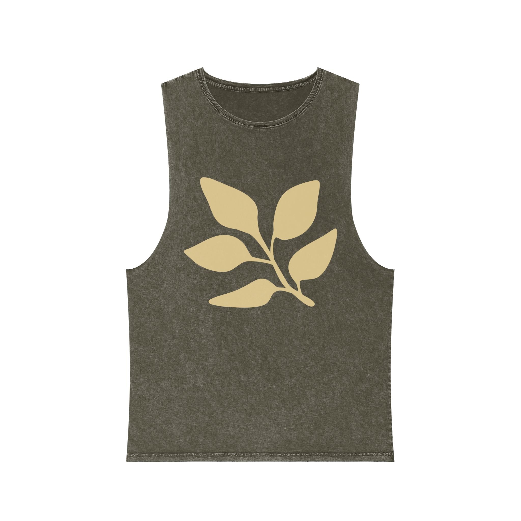 Stonewash Muscle Tank — Minimal Gold Leaf & Panther Graphic