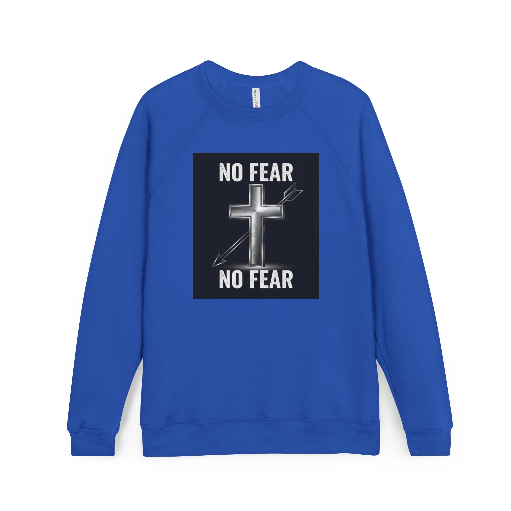 No Fear Cross Sweatshirt — Christian Faith Graphic Raglan