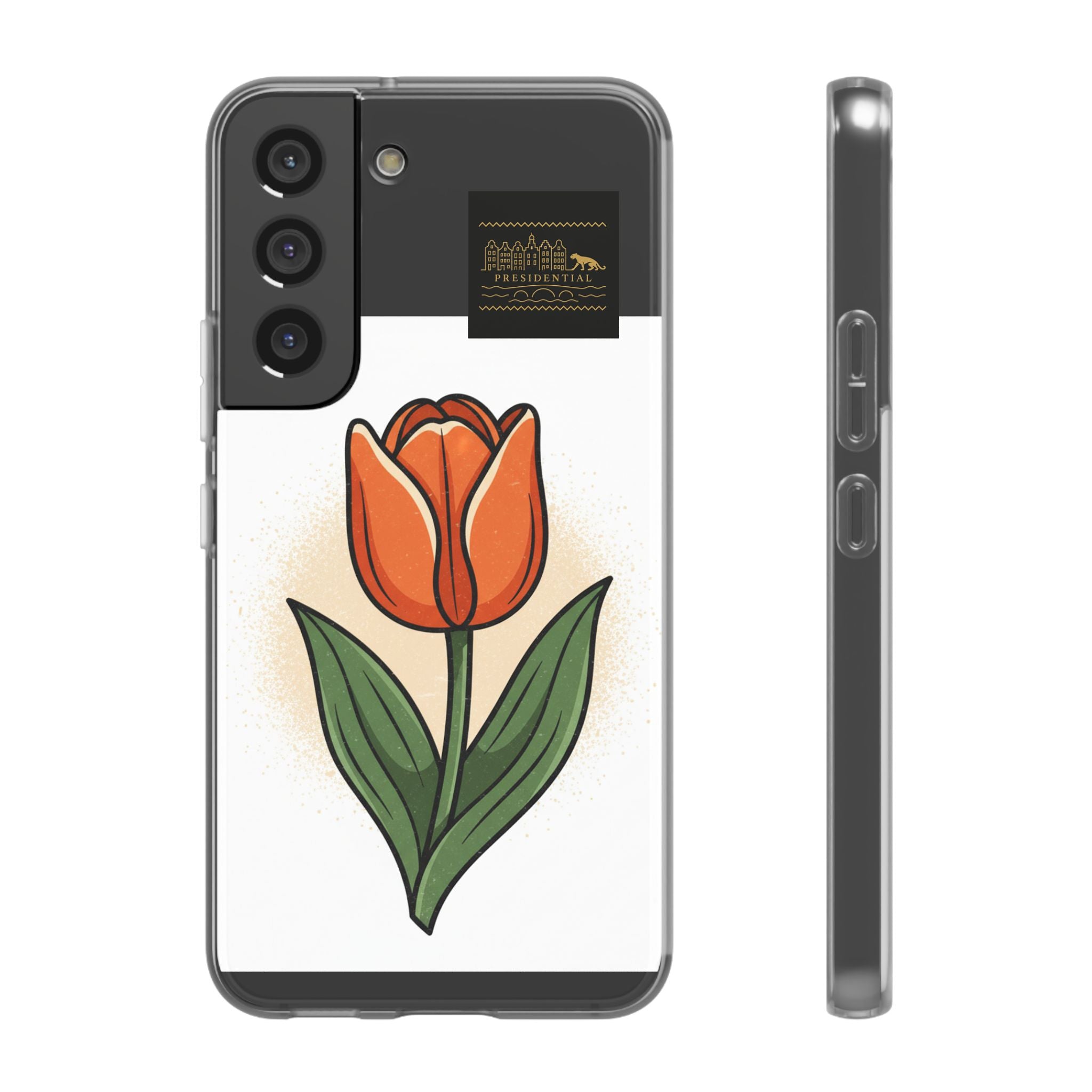 Orange Tulip Phone Case – Floral Flexi Case for Women, Spring Gift