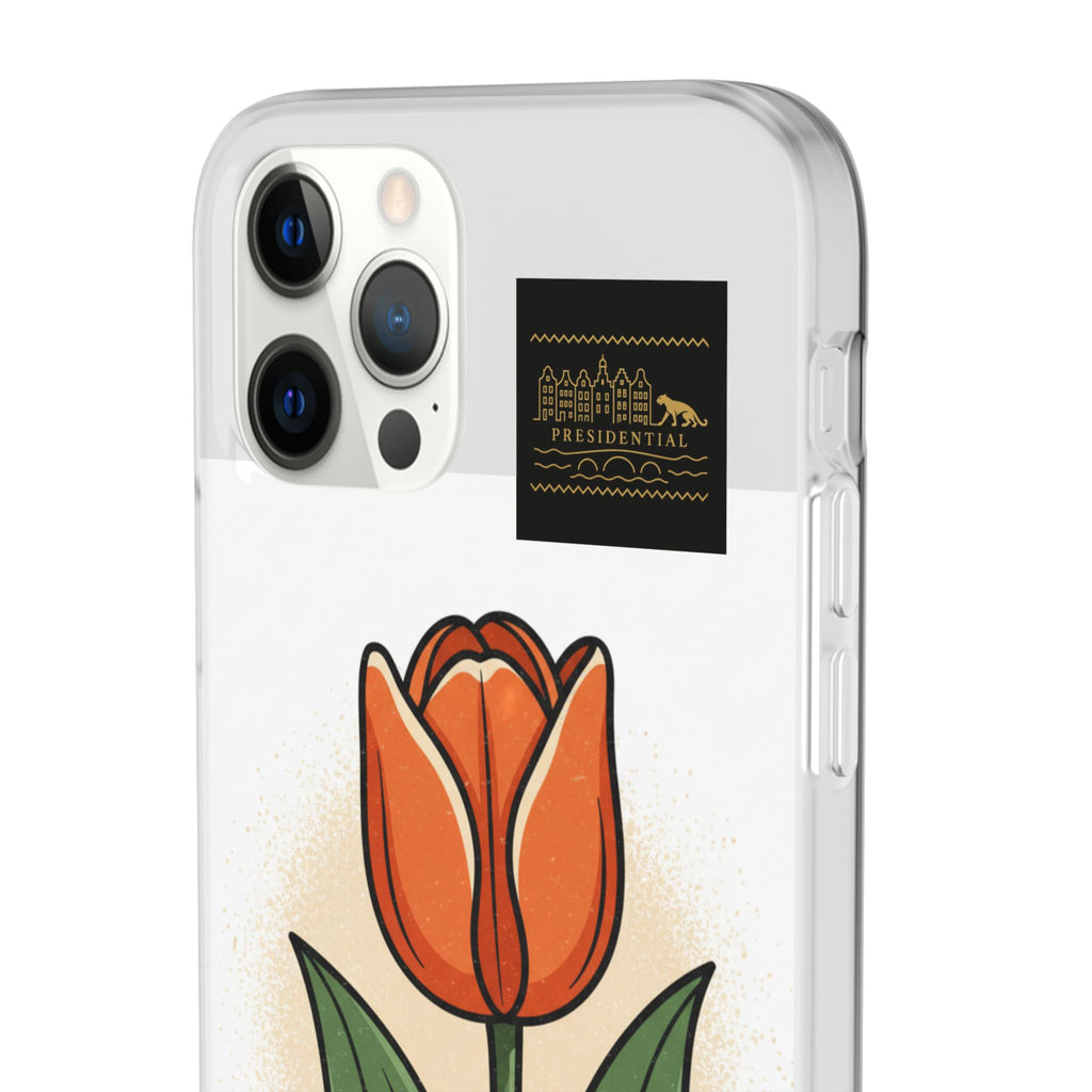 Orange Tulip Phone Case – Floral Flexi Case for Women, Spring Gift