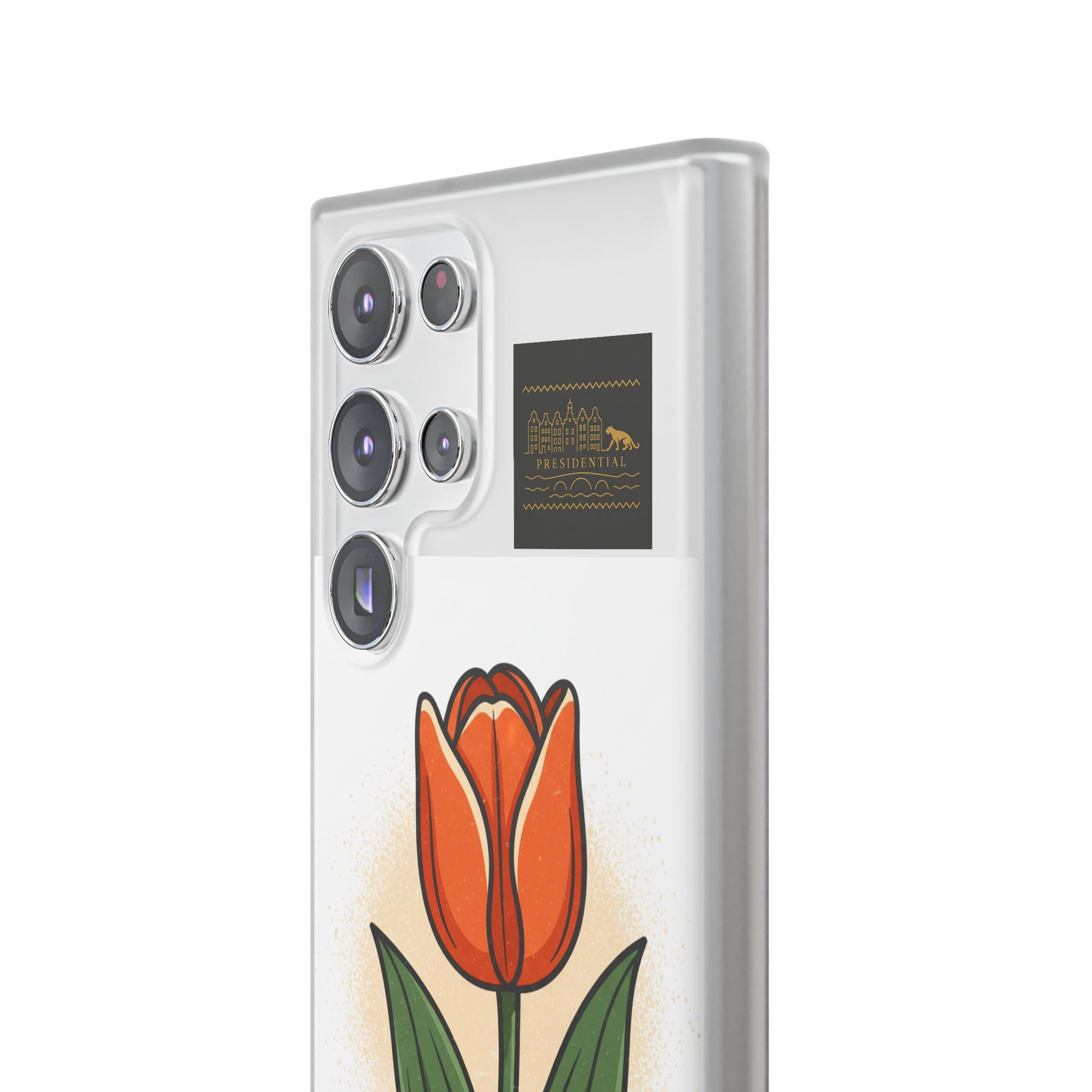 Orange Tulip Phone Case – Floral Flexi Case for Women, Spring Gift