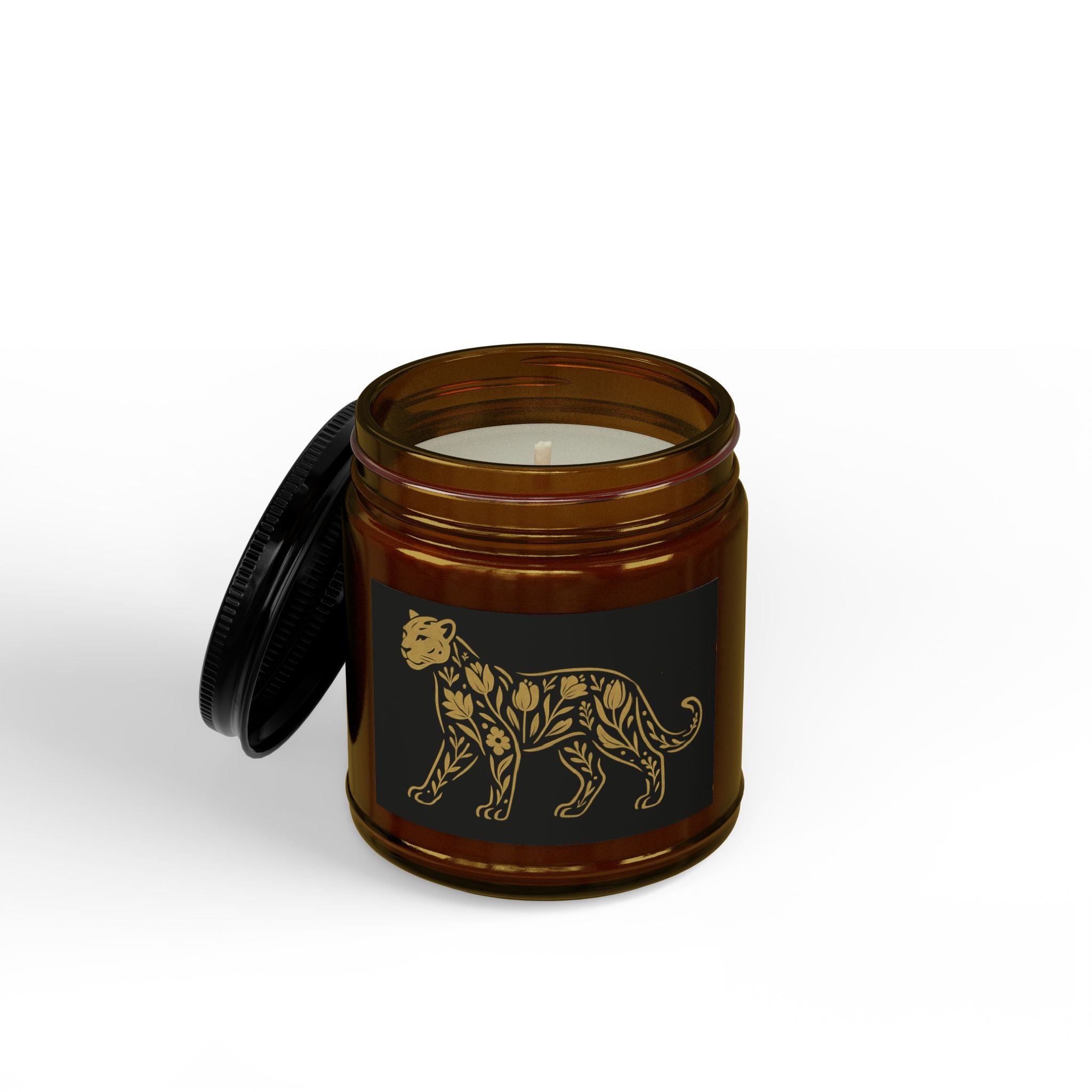 Presidential Amber Glass Candle — Golden Leopard