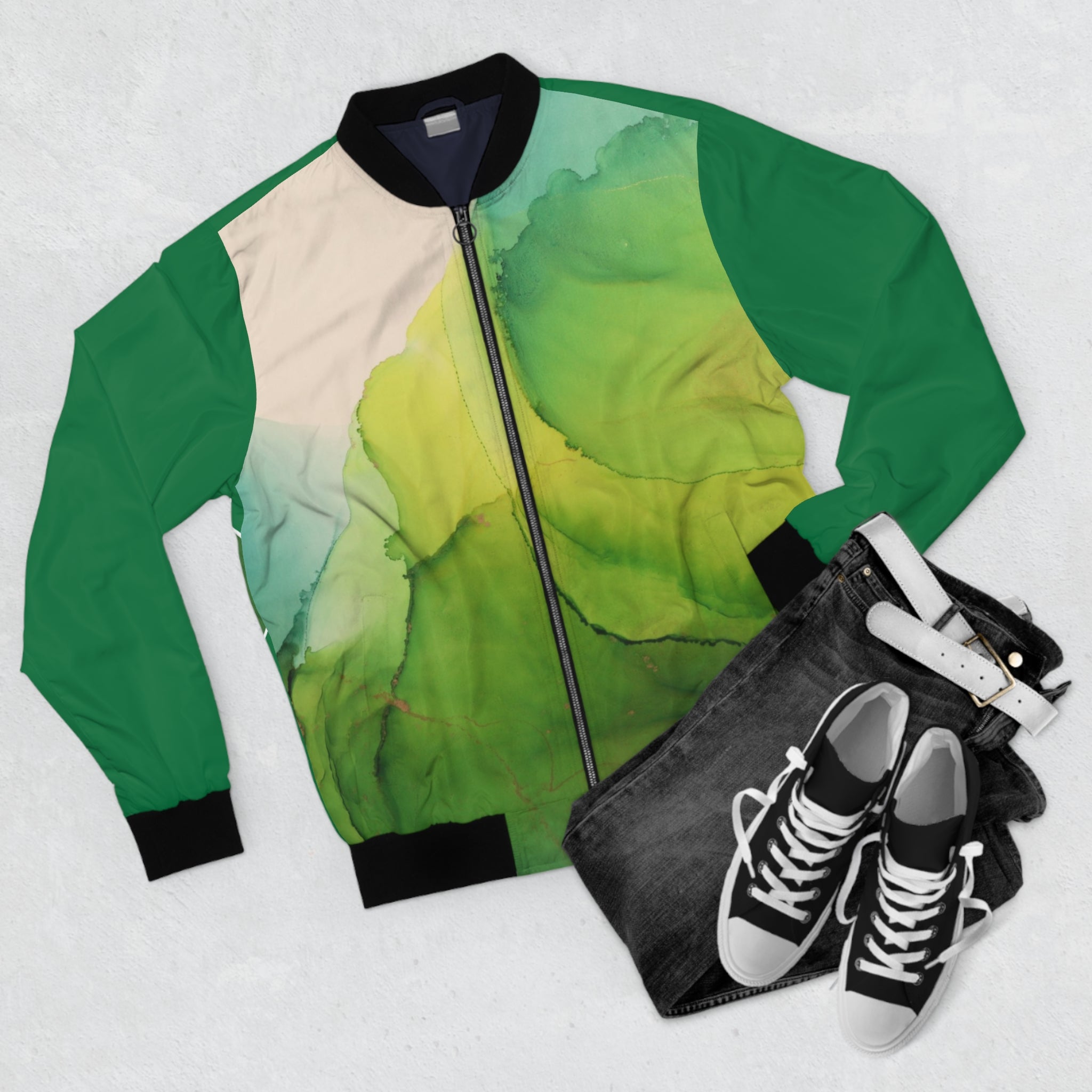 Green Clover Bomber Jacket — St. Patrick’s Inspired All-Over Print