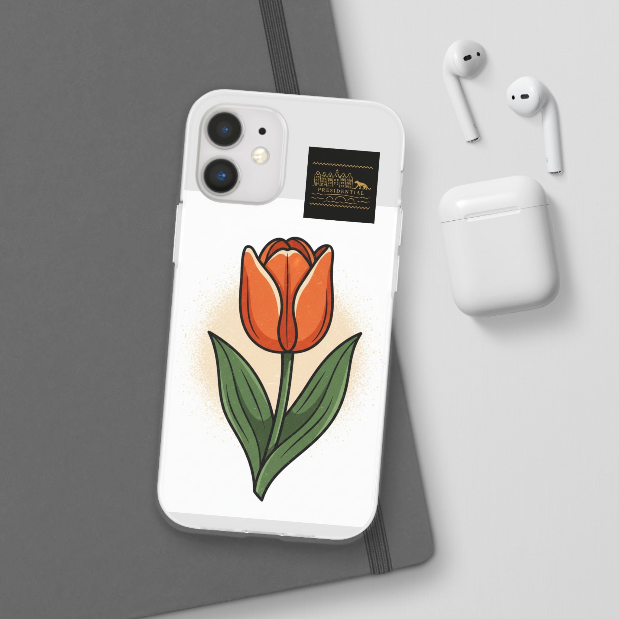Orange Tulip Phone Case – Floral Flexi Case for Women, Spring Gift