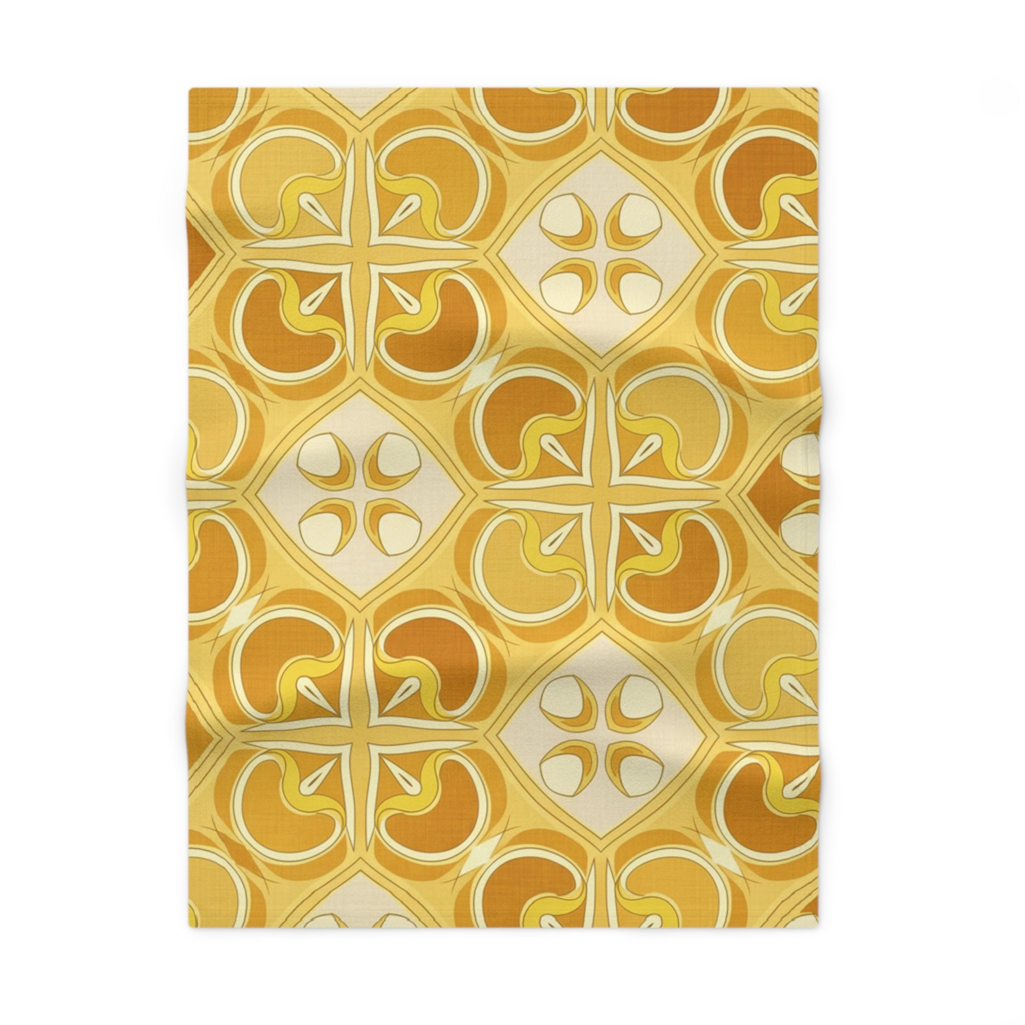 Golden Retro Tile Baby Blanket — Soft Fleece Nursery Throw