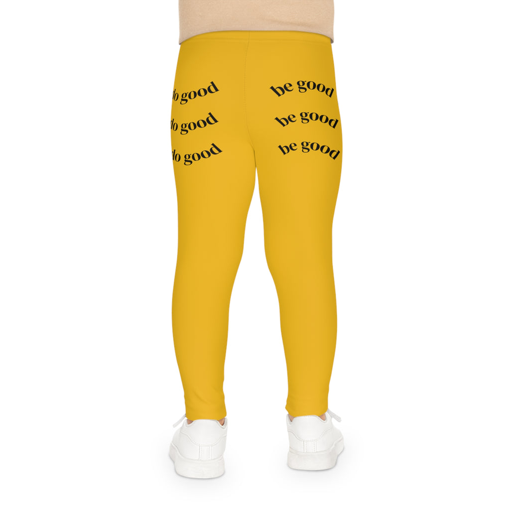 Kids Leggings — Yellow "Be Good / Do Good" Graphic Leggings for Girls & Boys