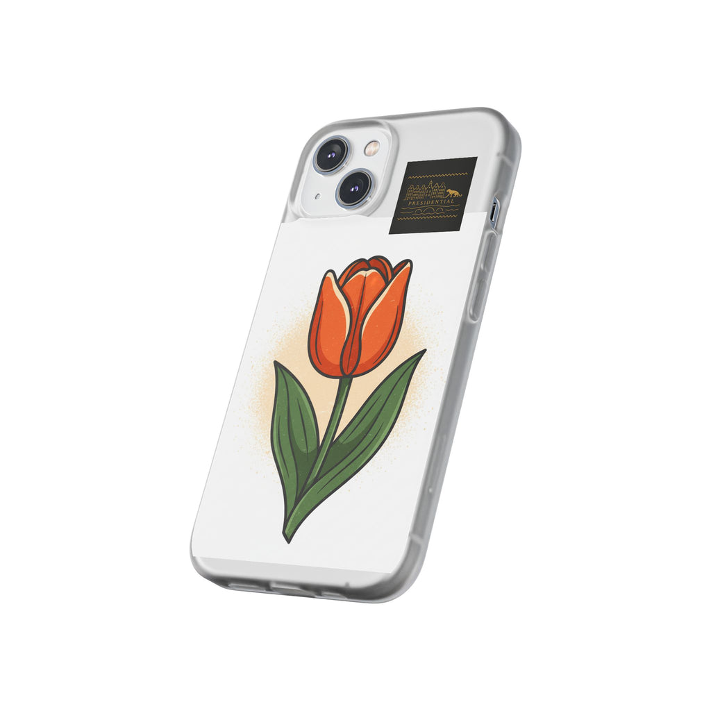 Orange Tulip Phone Case – Floral Flexi Case for Women, Spring Gift