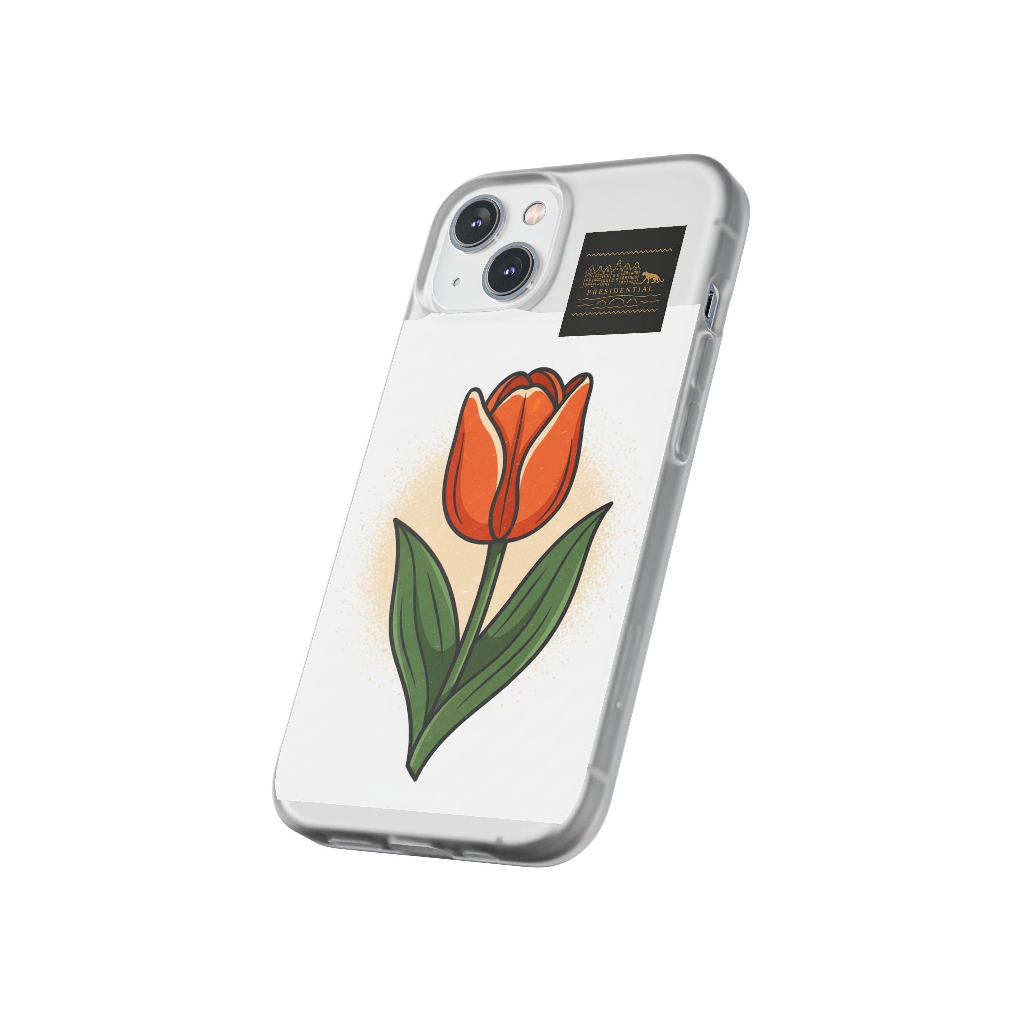 Orange Tulip Phone Case – Floral Flexi Case for Women, Spring Gift