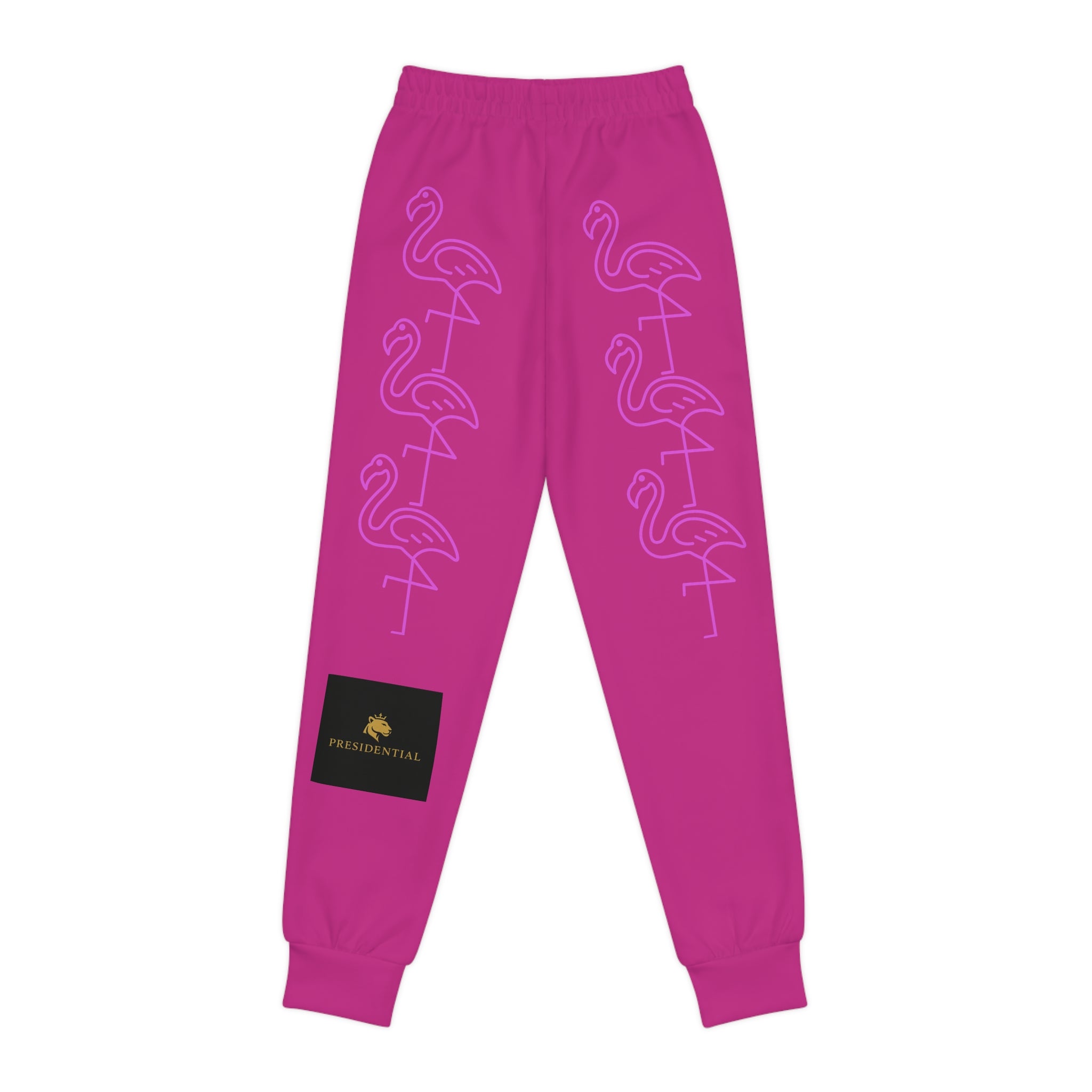 Kids Flamingo Heart Joggers — Pink All-Over-Print Youth Sweatpants