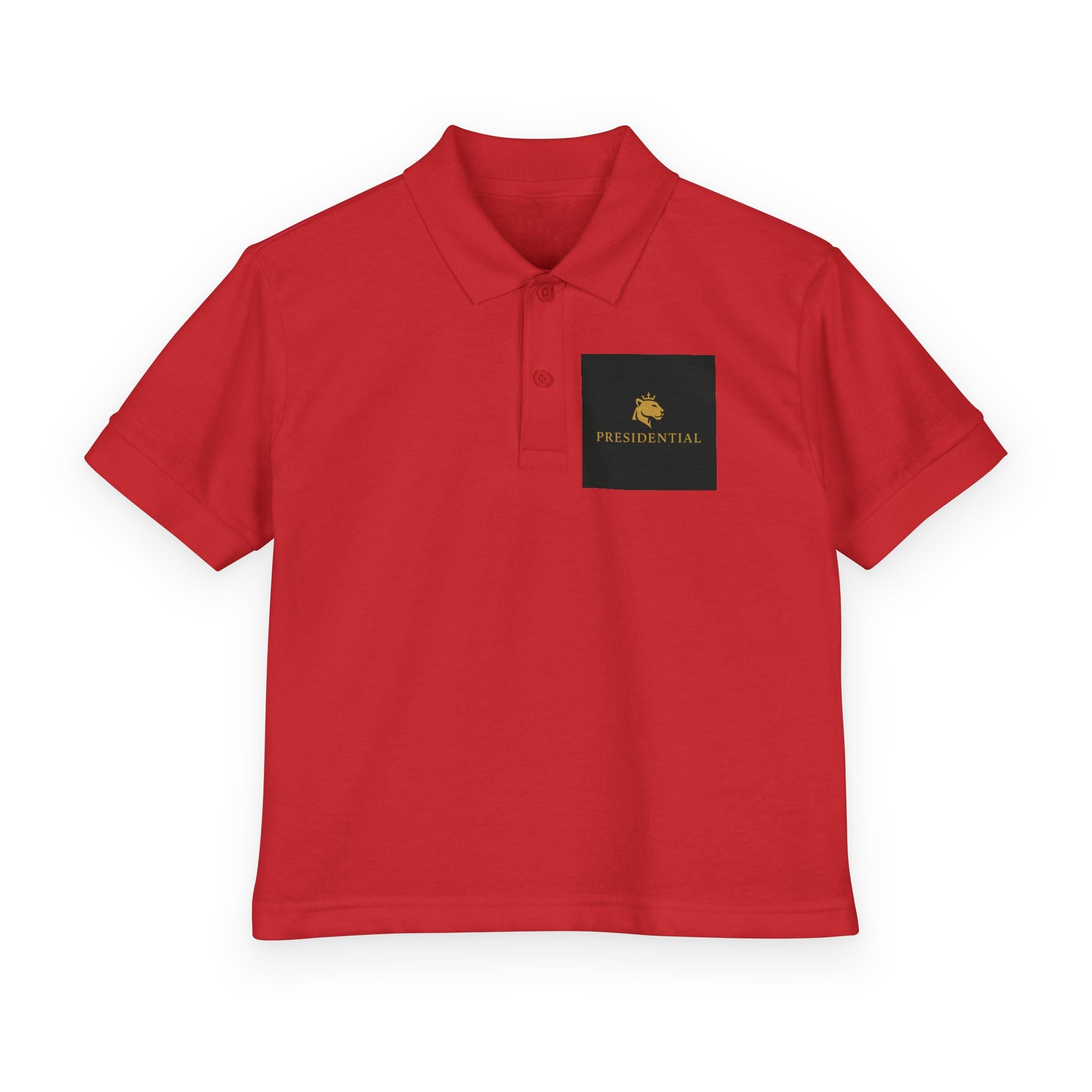 Youth Polo — Presidential Clothing Brand Logo (Gold Leopard)